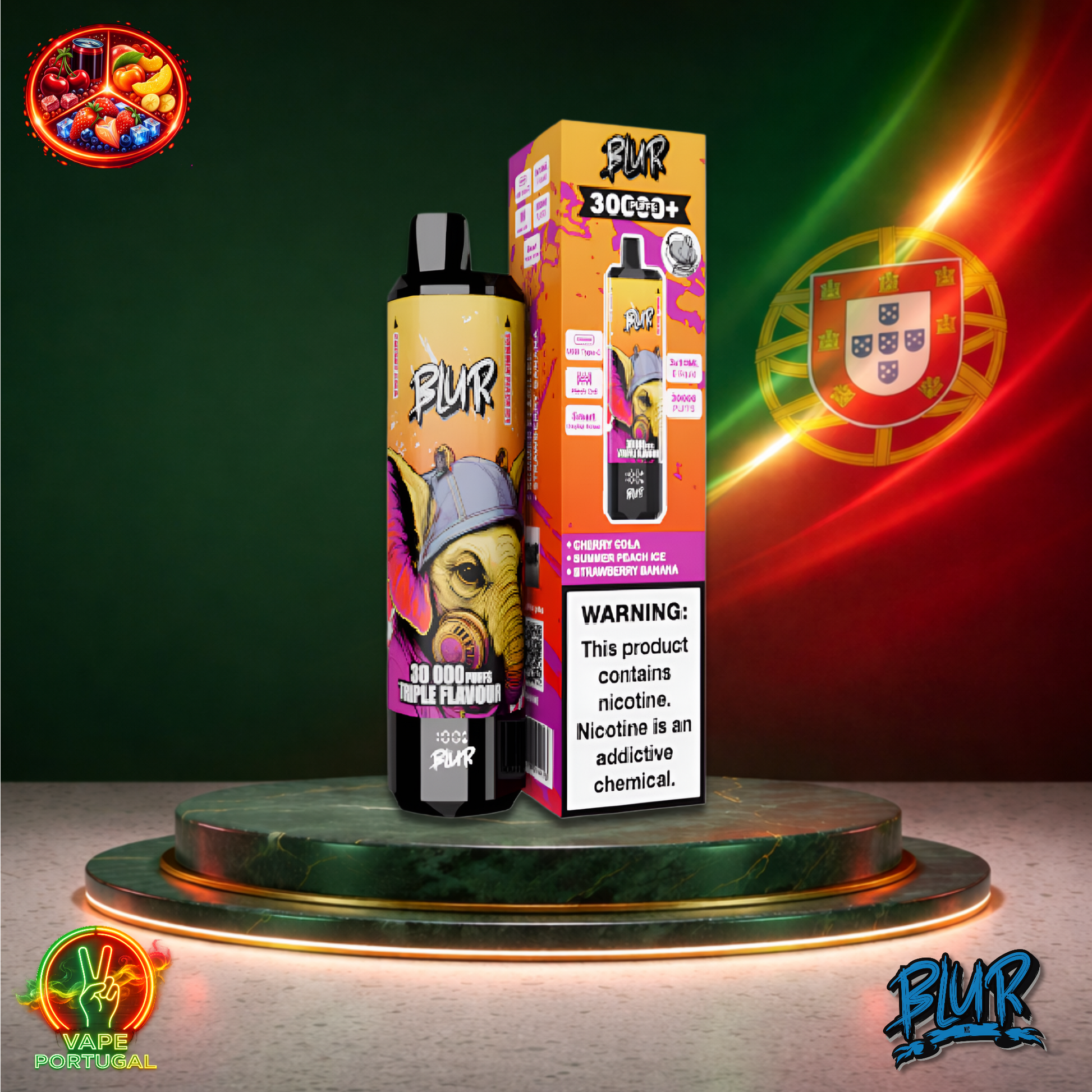 Vape descartável Blur 30K sabor Cherry Cola Summer Peach Ice Strawberry Banana 30000 puffs 30K tragadas mais barato