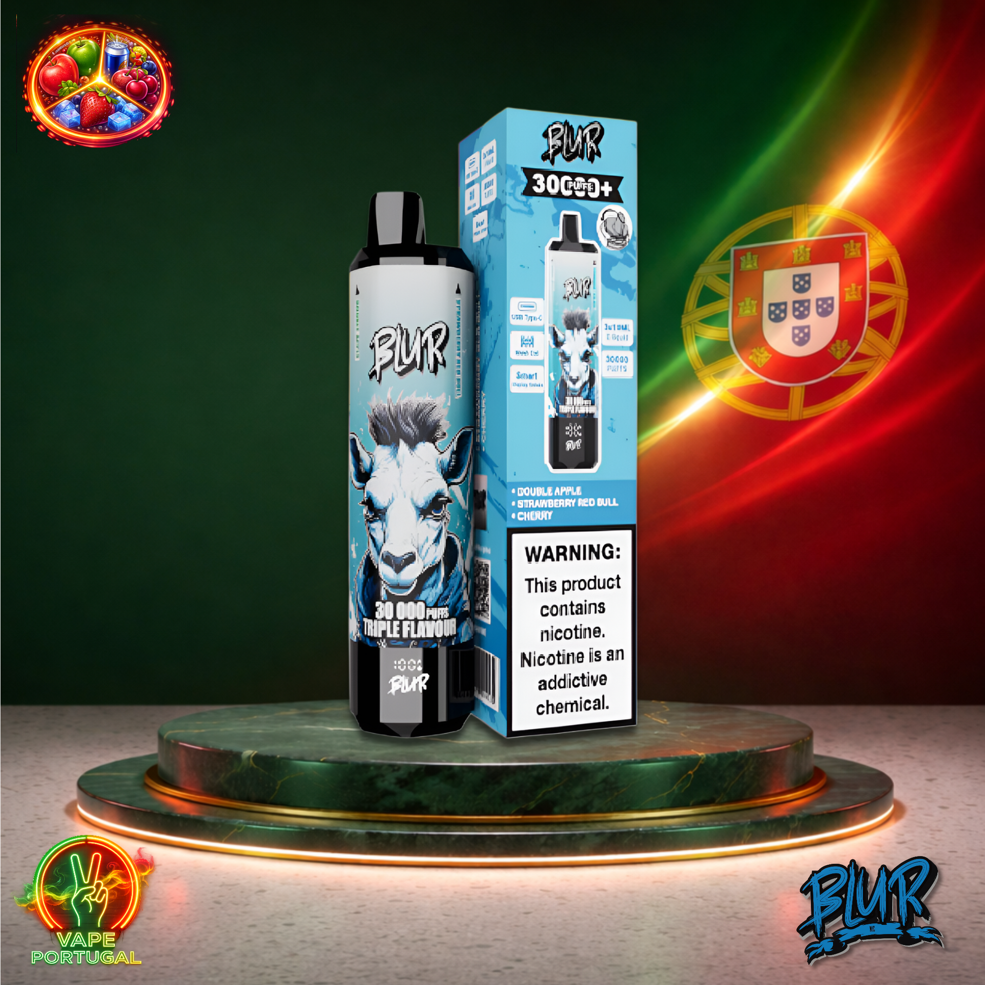 Vape descartável Blur 30K sabor Double Apple Strawberry Red Bull Cherry 30000 puffs 30K tragadas mais barato