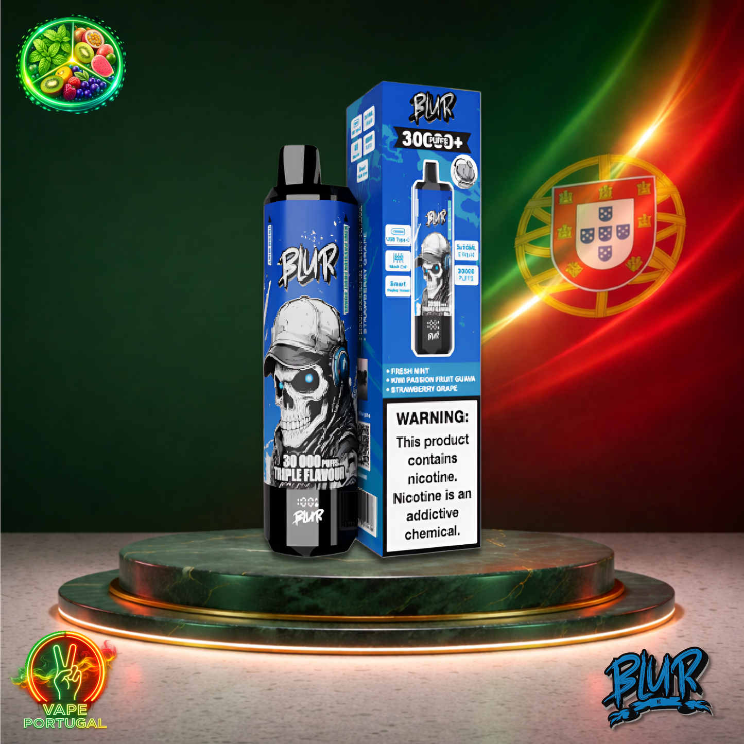 Vape descartável Blur 30K sabor Fresh Mint Kiwi Passion Fruit Guava Strawberry Grape 30000 puffs 30K tragadas mais barato