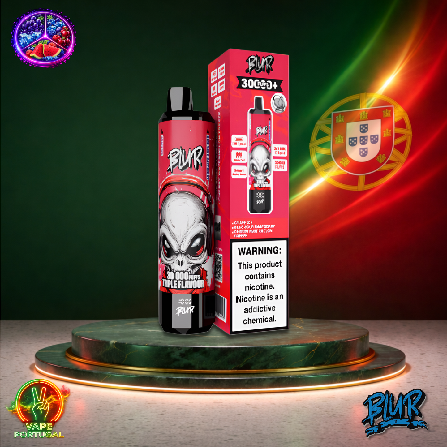 Vape descartável Blur 30K sabor Grape Ice Blue Sour Raspberry Cherry Watermelon Freeze 30000 puffs 30K tragadas mais barato