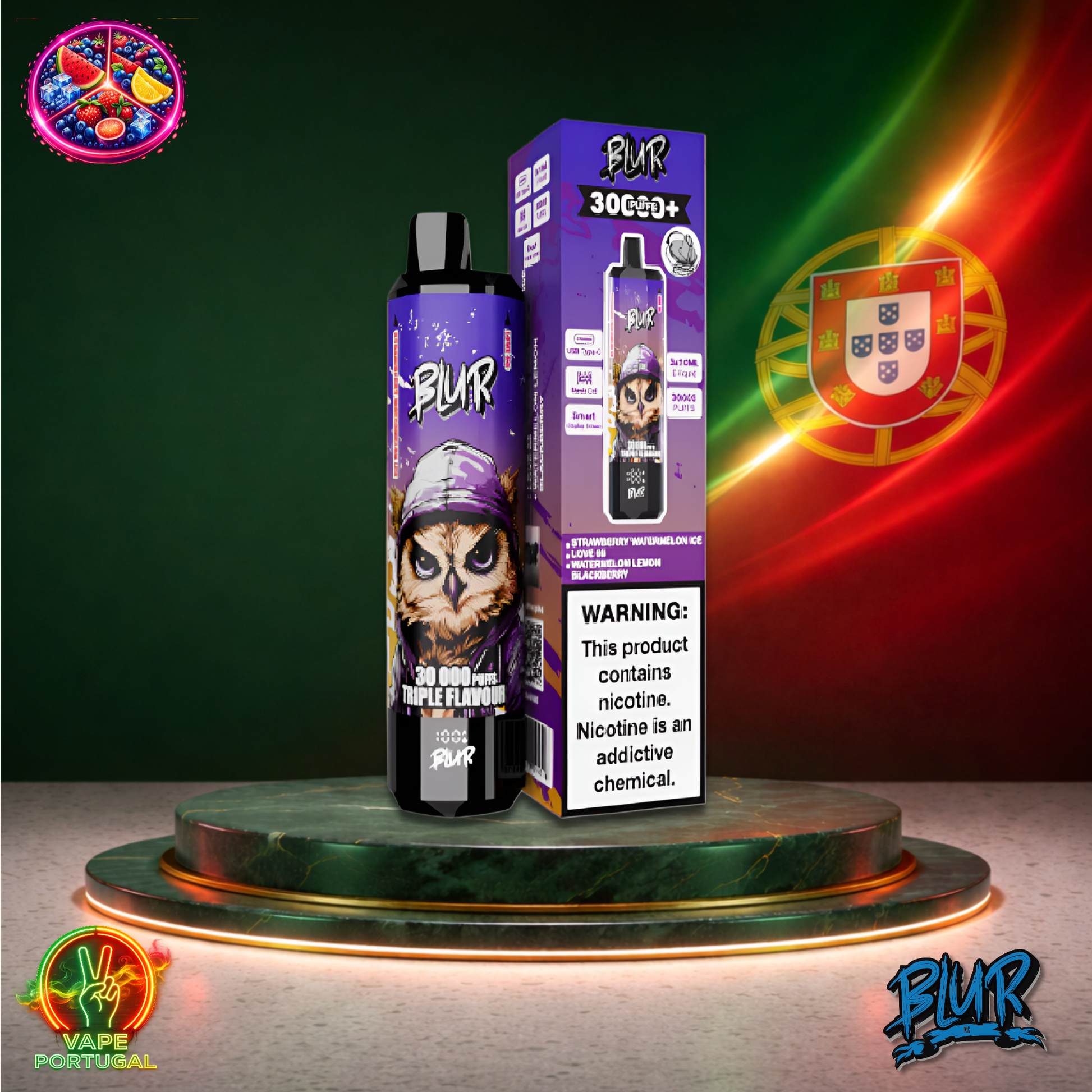 Vape descartável Blur 30K sabor Strawberry Watermelon Ice Love 66 Watermelon Lemon Blackberry 30000 puffs 30K tragadas mais barato