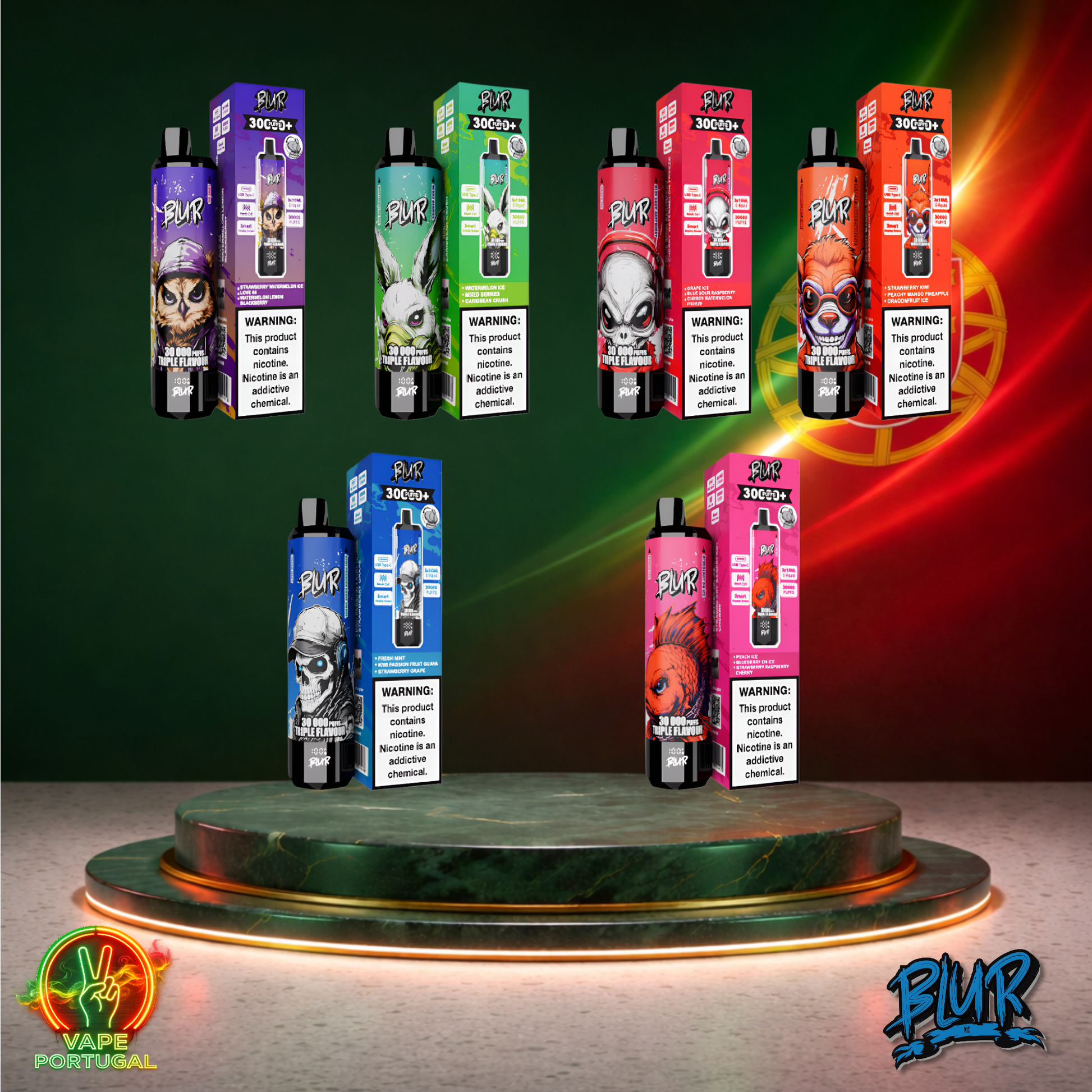 Vape descartável Blur 30K sabor Vários Sabores 30000 puffs 30K tragadas mais barato