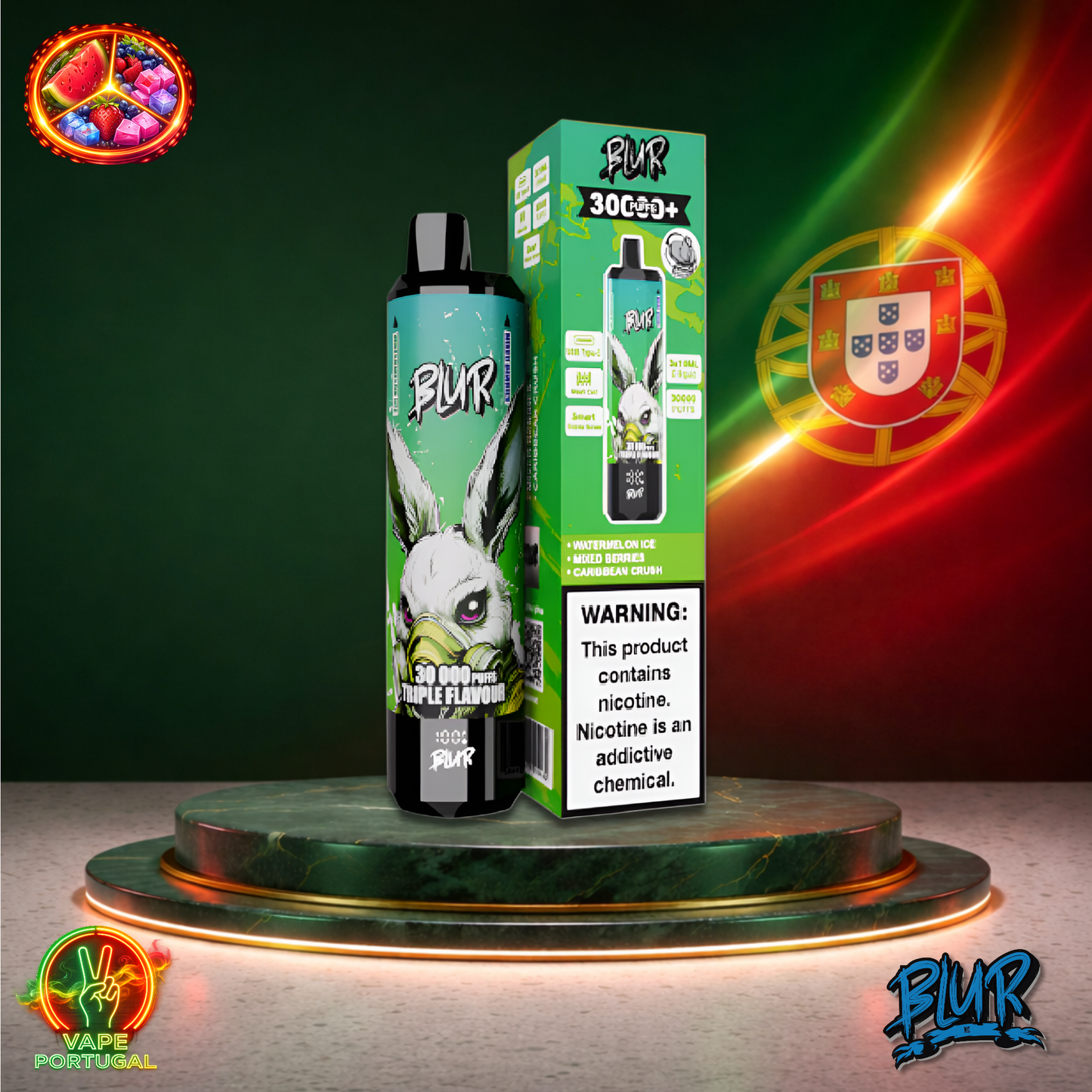 Vape descartável Blur 30K sabor Watermelon Ice Mixed Berries Caribbean Crush 30000 puffs 30K tragadas mais barato