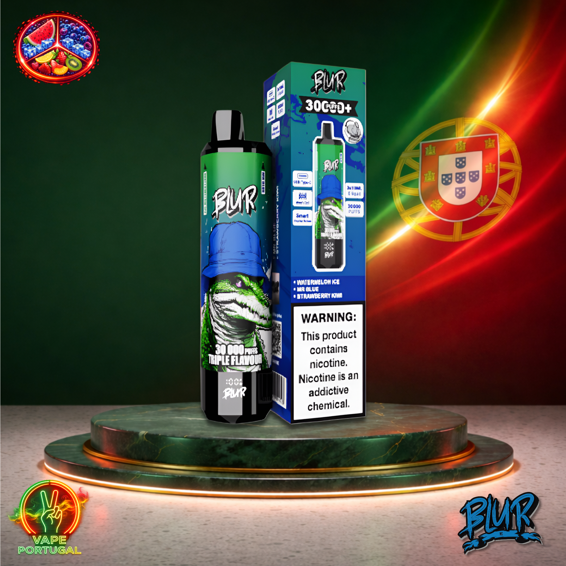 Vape descartável Blur 30K sabor Watermelon Ice Mr Blue Strawberry Kiwi 30000 puffs 30K tragadas mais barato