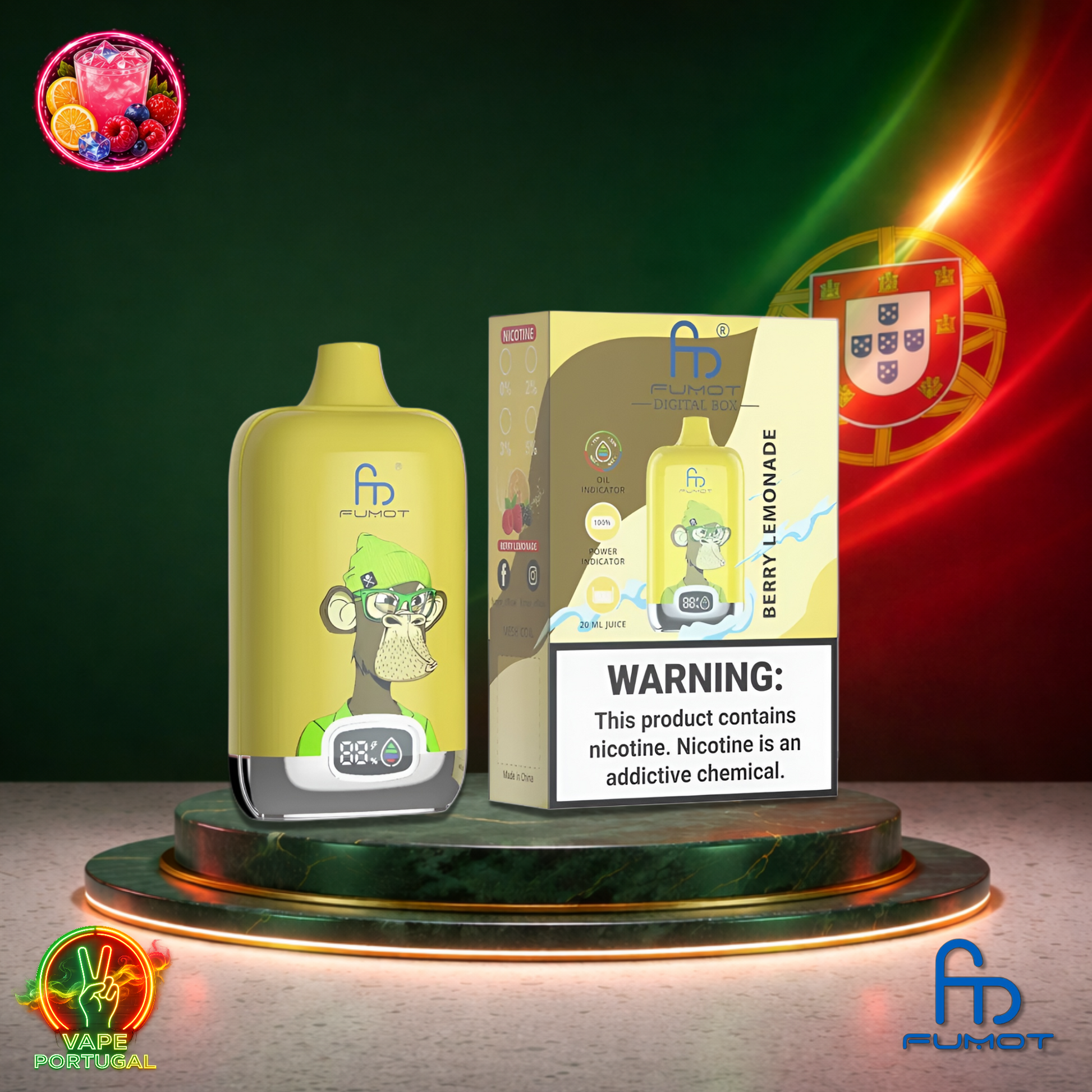 Vape descartável Fumot Digital Box 12K sabor Berry Lemonade 12000 puffs 12K tragadas mais barato