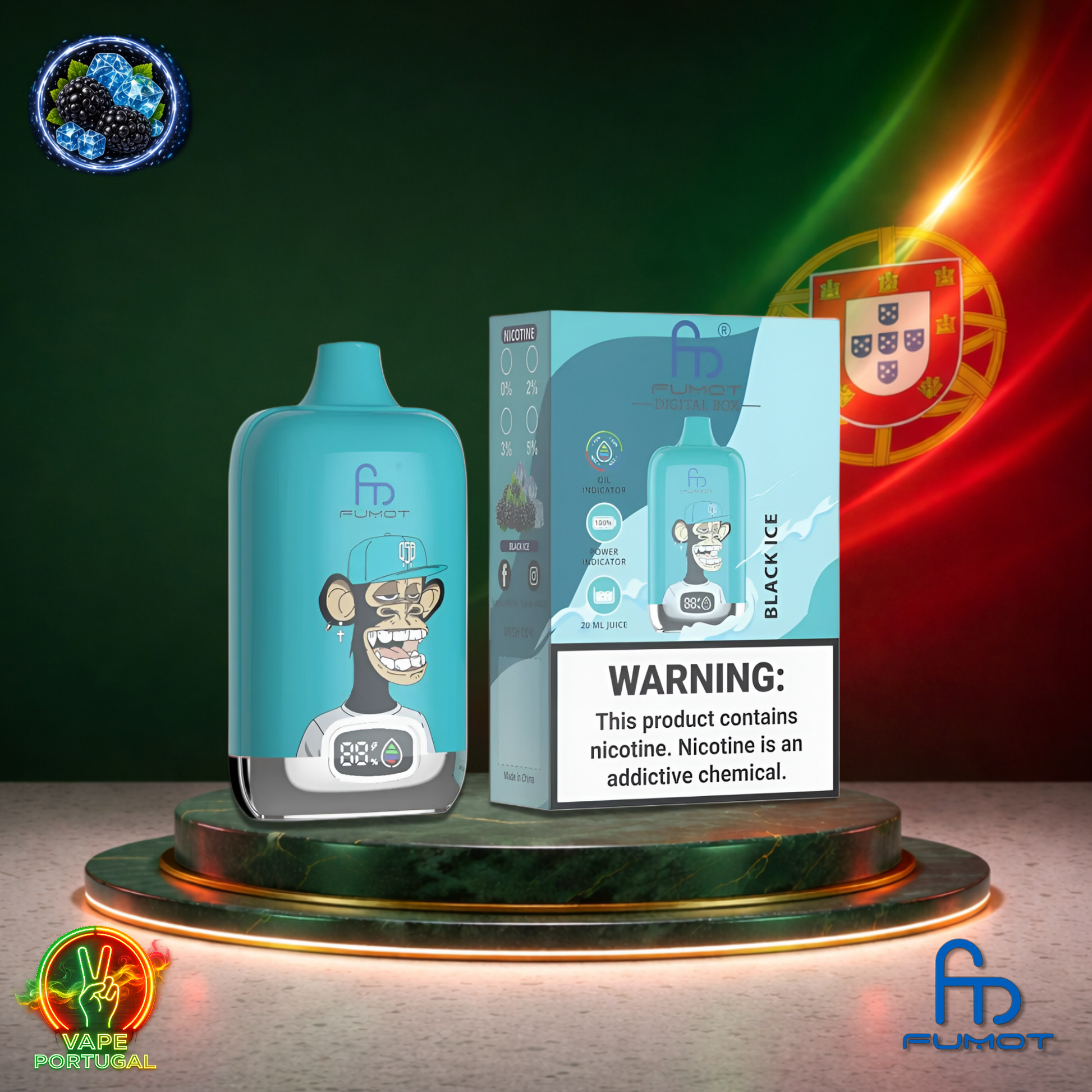 Vape descartável Fumot Digital Box 12K sabor Black Ice 12000 puffs 12K tragadas mais barato