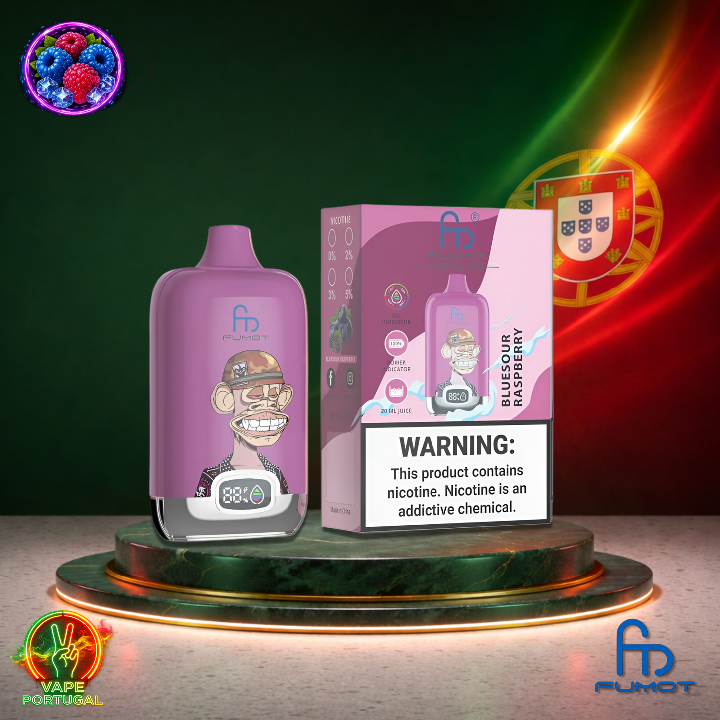 Vape descartável Fumot Digital Box 12K sabor Blue Sour Raspberry 12000 puffs 12K tragadas mais barato