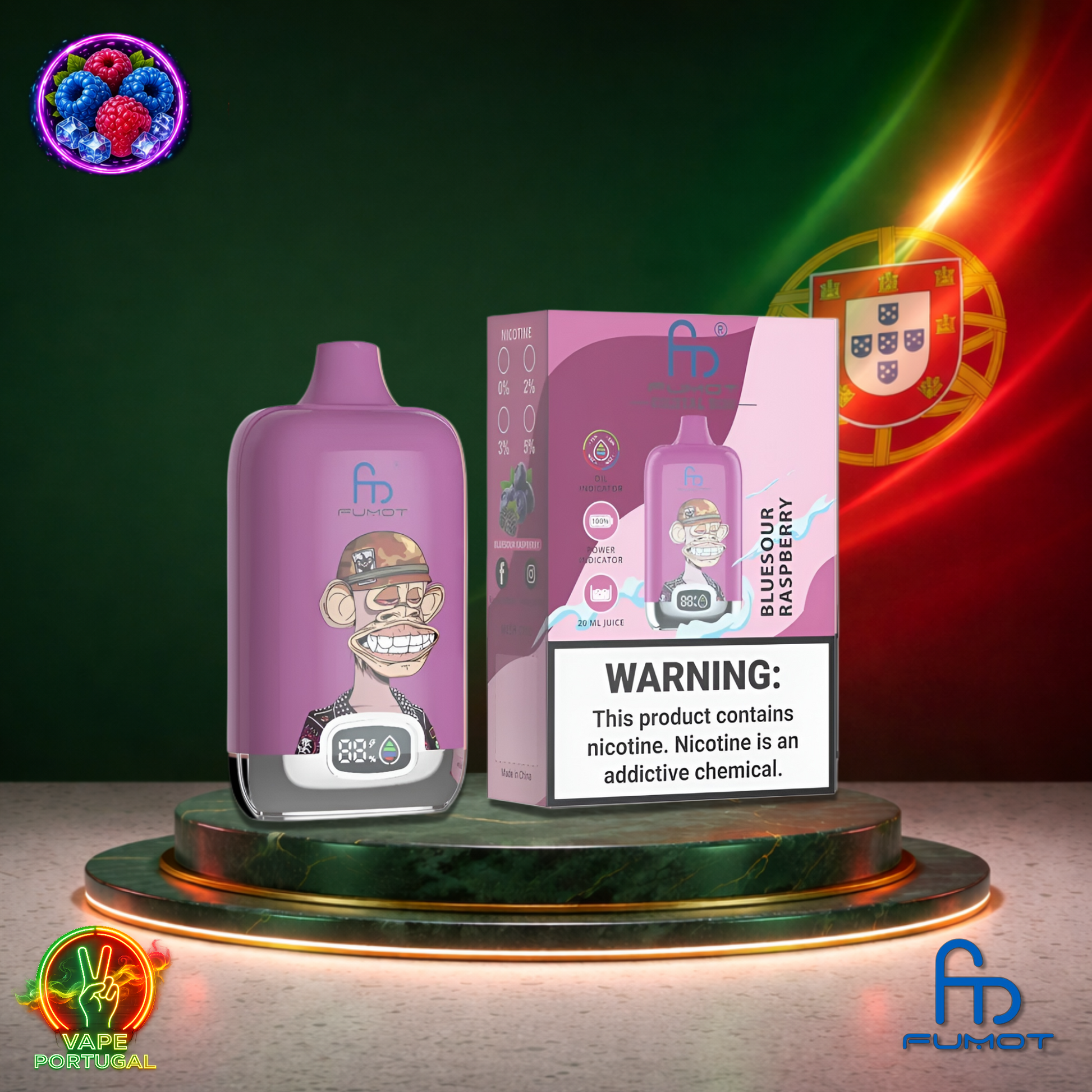 Vape descartável Fumot Digital Box 12K sabor Blue Sour Raspberry 12000 puffs 12K tragadas mais barato