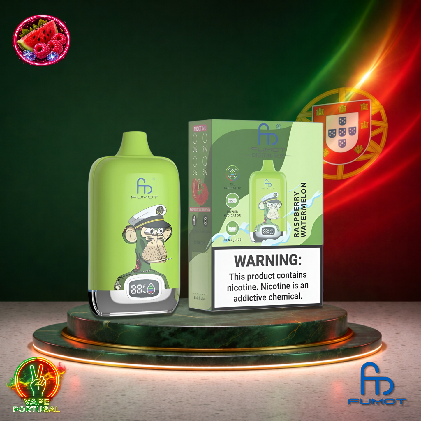 Vape descartável Fumot Digital Box 12K sabor Raspberry Watermelon 12000 puffs 12K tragadas mais barato
