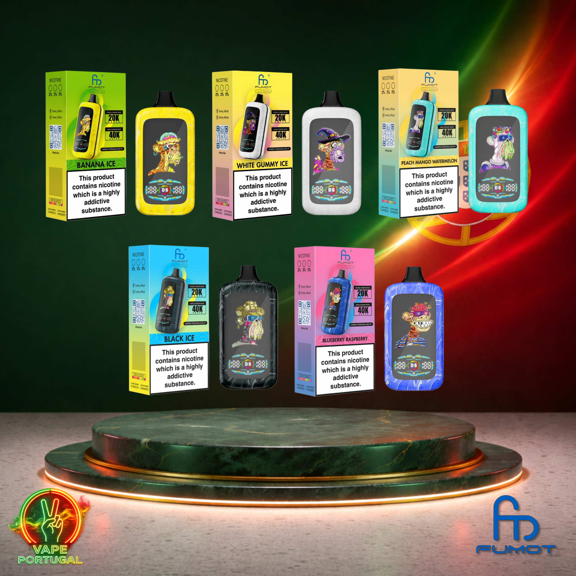 Vape descartável Fumot Digital Monkey 40K em vários sabores 40000 puffs 40K tragadas mais barato com exibição frontal