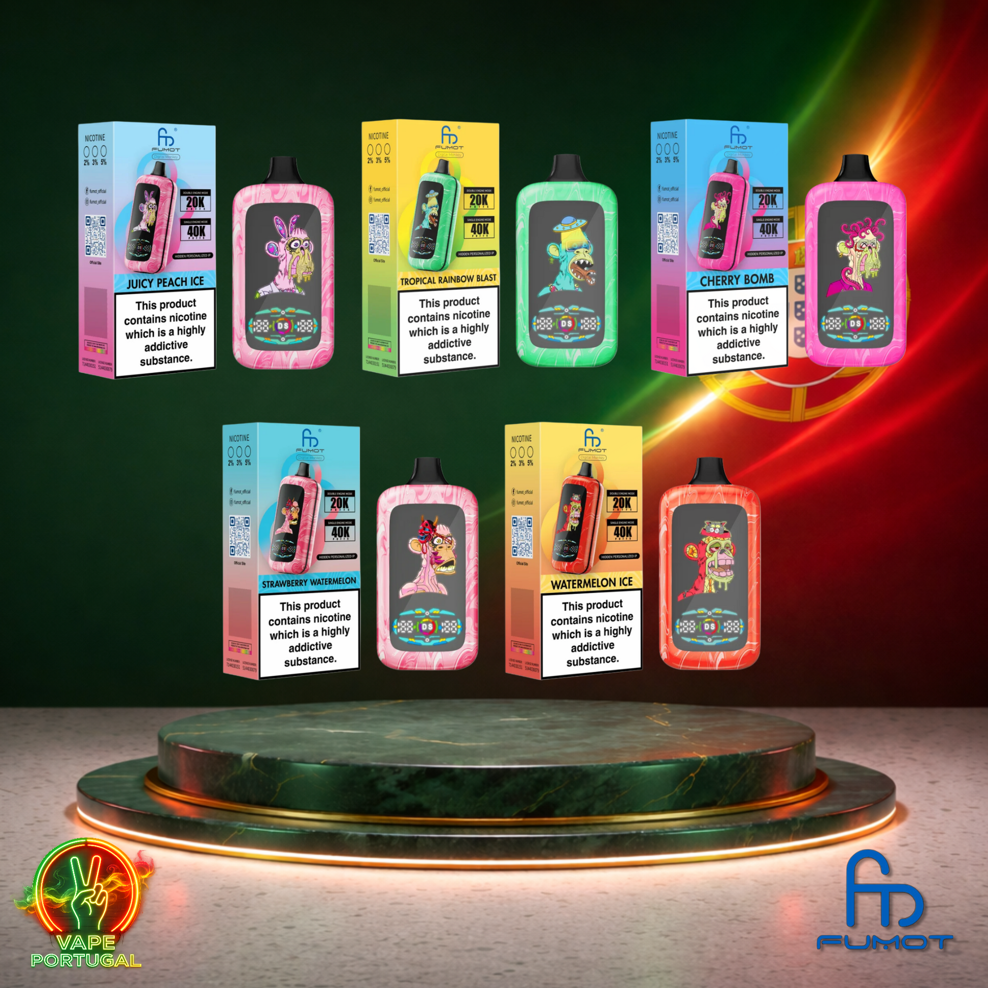 Vape descartável Fumot Digital Monkey 40K em vários sabores 40000 puffs 40K tragadas mais barato com exibição lateral