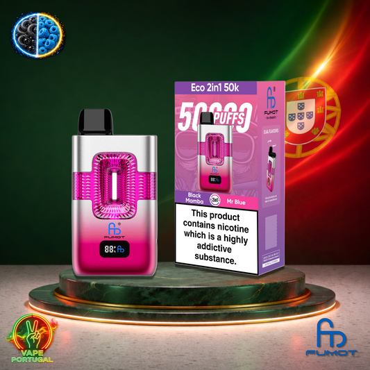 Vape descartável Fumot Eco 2 em 1 50K sabor Black Mamba Mr Blue 50000 puffs 50K tragadas mais barato