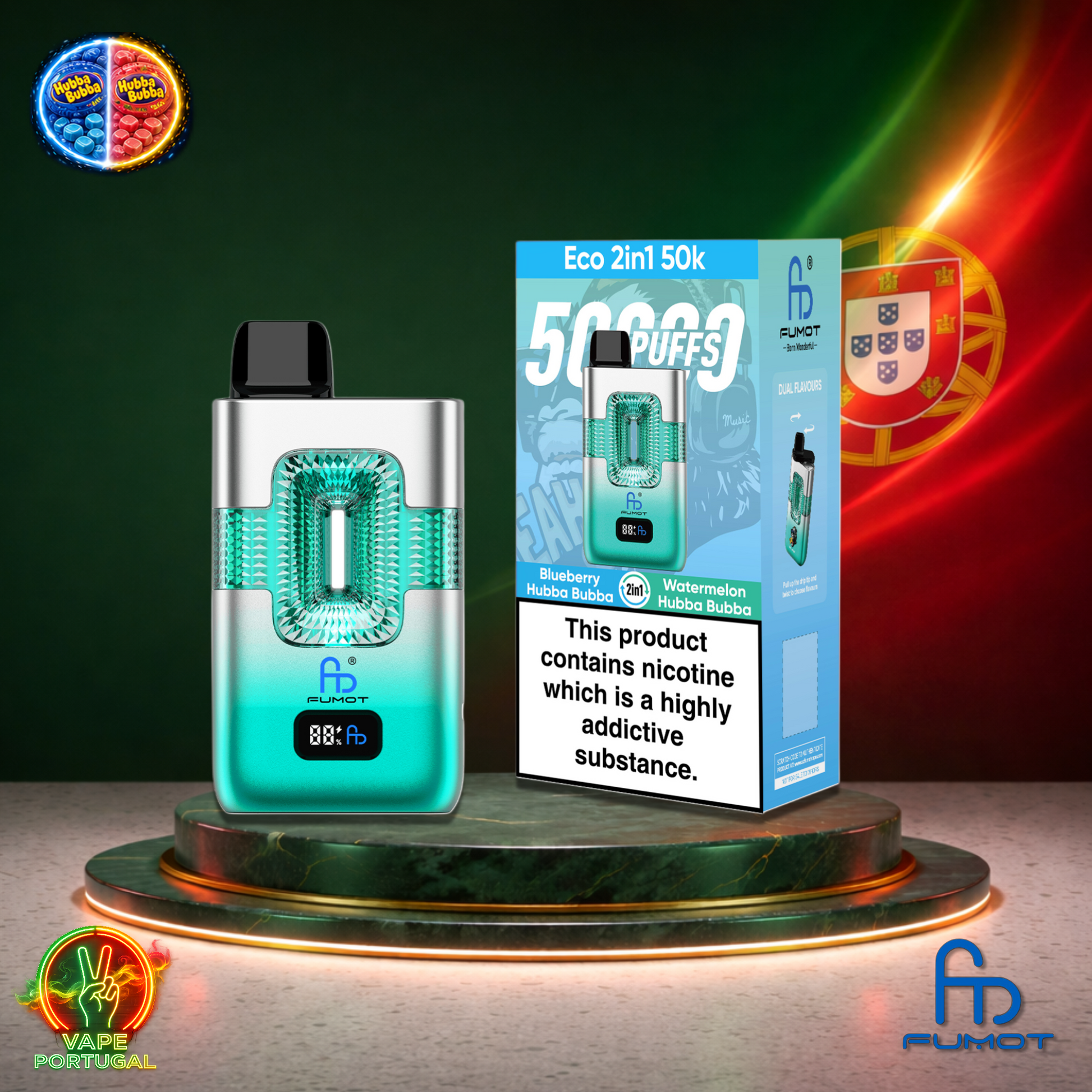 Vape descartável Fumot Eco 2 em 1 50K sabor Blueberry Hubba Bubba Watermelon Hubba Bubba 50000 puffs 50K tragadas mais barato