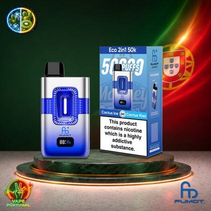 Vape descartável Fumot Eco 2 em 1 50K sabor Cactus Ice Cactus Kiwi 50000 puffs 50K tragadas mais barato