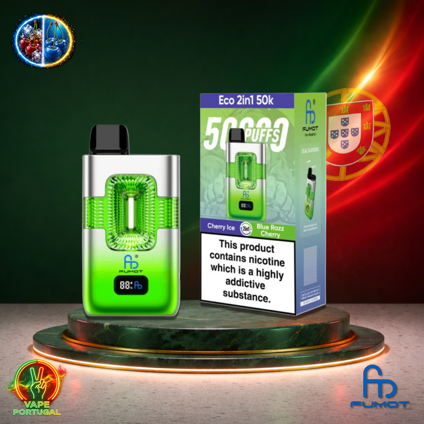 Vape descartável Fumot Eco 2 em 1 50K sabor Cherry Ice Blue Razz Cherry 50000 puffs 50K tragadas mais barato