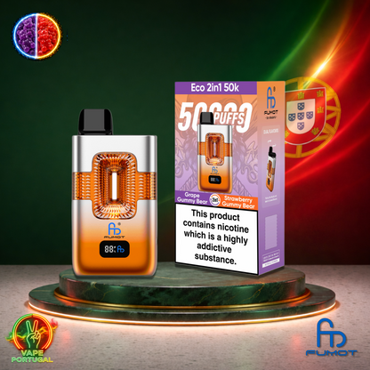 Vape descartável Fumot Eco 2 em 1 50K sabor Grape Gummy Bear Strawberry Gummy Bear 50000 puffs 50K tragadas mais barato