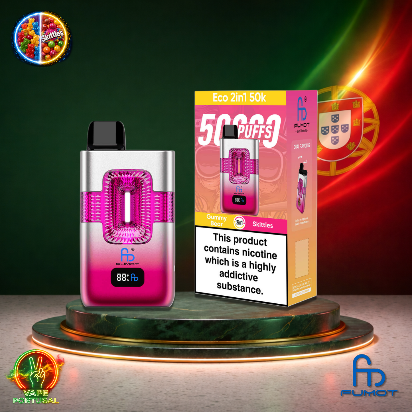 Vape descartável Fumot Eco 2 em 1 50K sabor Gummy Bear Skittles 50000 puffs 50K tragadas mais barato