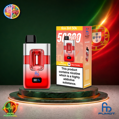 Vape descartável Fumot Eco 2 em 1 50K sabor Pink Lemonade Sour Candy 50000 puffs 50K tragadas mais barato