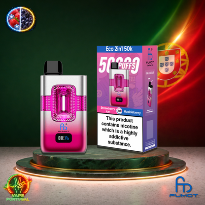 Vape descartável Fumot Eco 2 em 1 50K sabor Strawberry Ice Huckleberry 50000 puffs 50K tragadas mais barato