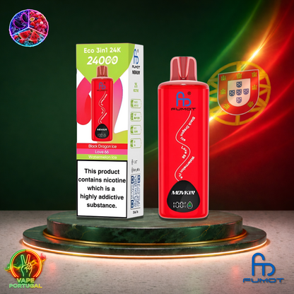 Vape descartável Fumot Eco 3 em 1 24K sabor Black Dragon Ice Love 66 Watermelon Ice 24000 puffs 24K tragadas mais barato