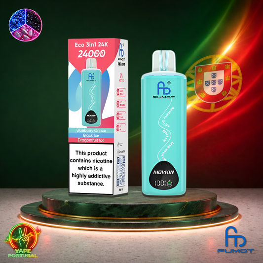 Vape descartável Fumot Eco 3 em 1 24K sabor Blueberry On Ice Black Ice Dragonfruit Ice 24000 puffs 24K tragadas mais barato