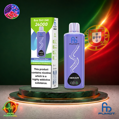 Vape descartável Fumot Eco 3 em 1 24K sabor Grape Gummy Bear Blueberry Hubba Bubba Watermelon Bubblegum 24000 puffs 24K tragadas mais barato