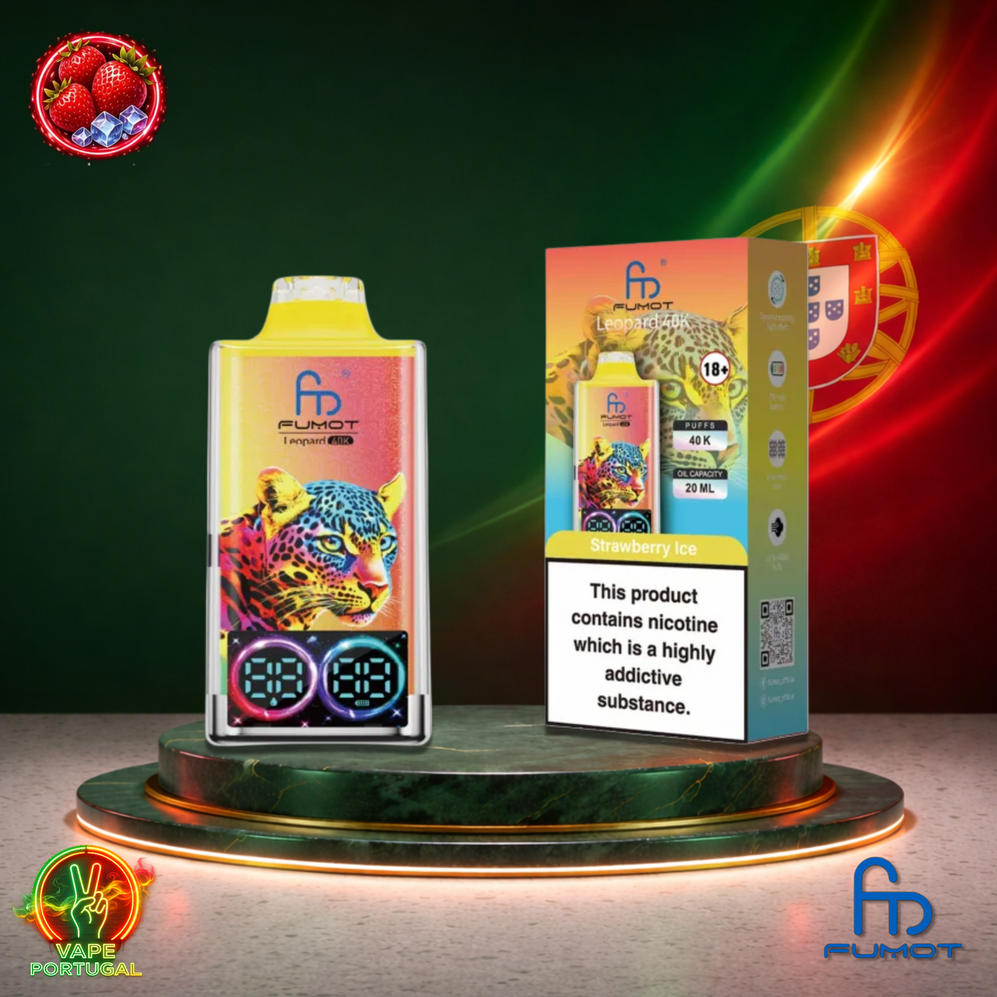 Vape descartável Fumot Leopard 40K sabor Strawberry Ice 40000 puffs 40K tragadas mais barato
