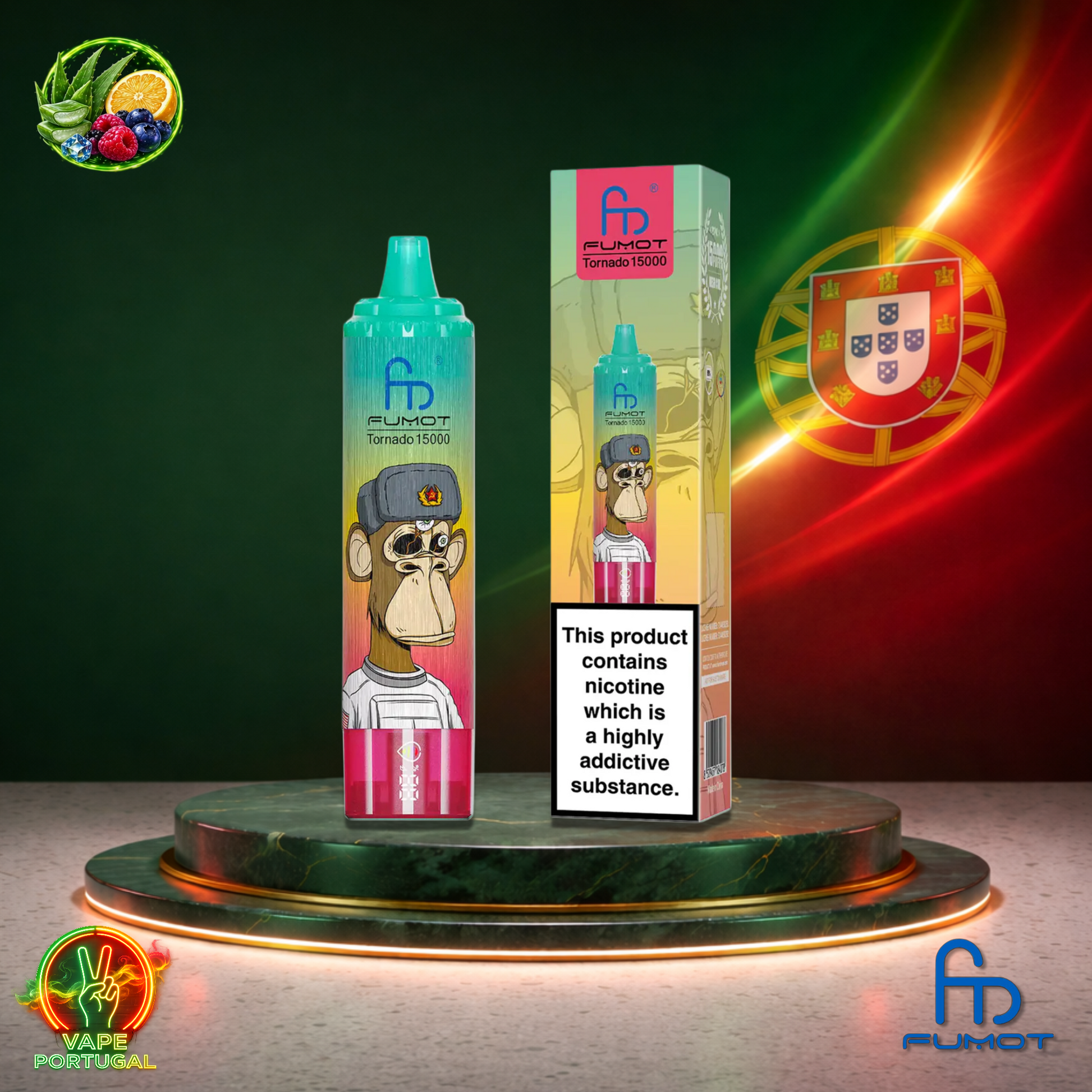 Vape descartável Fumot RandM Tornado 15K sabor Aloe Lemon Berries 15000 puffs 15K tragadas mais barato