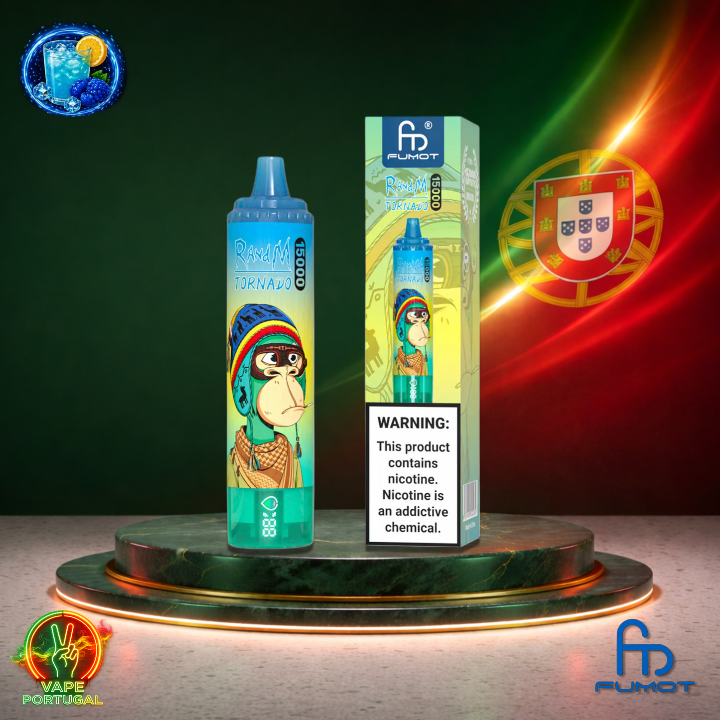 Vape descartável Fumot RandM Tornado 15K sabor Blue Razz Lemonade 15000 puffs 15K tragadas mais barato