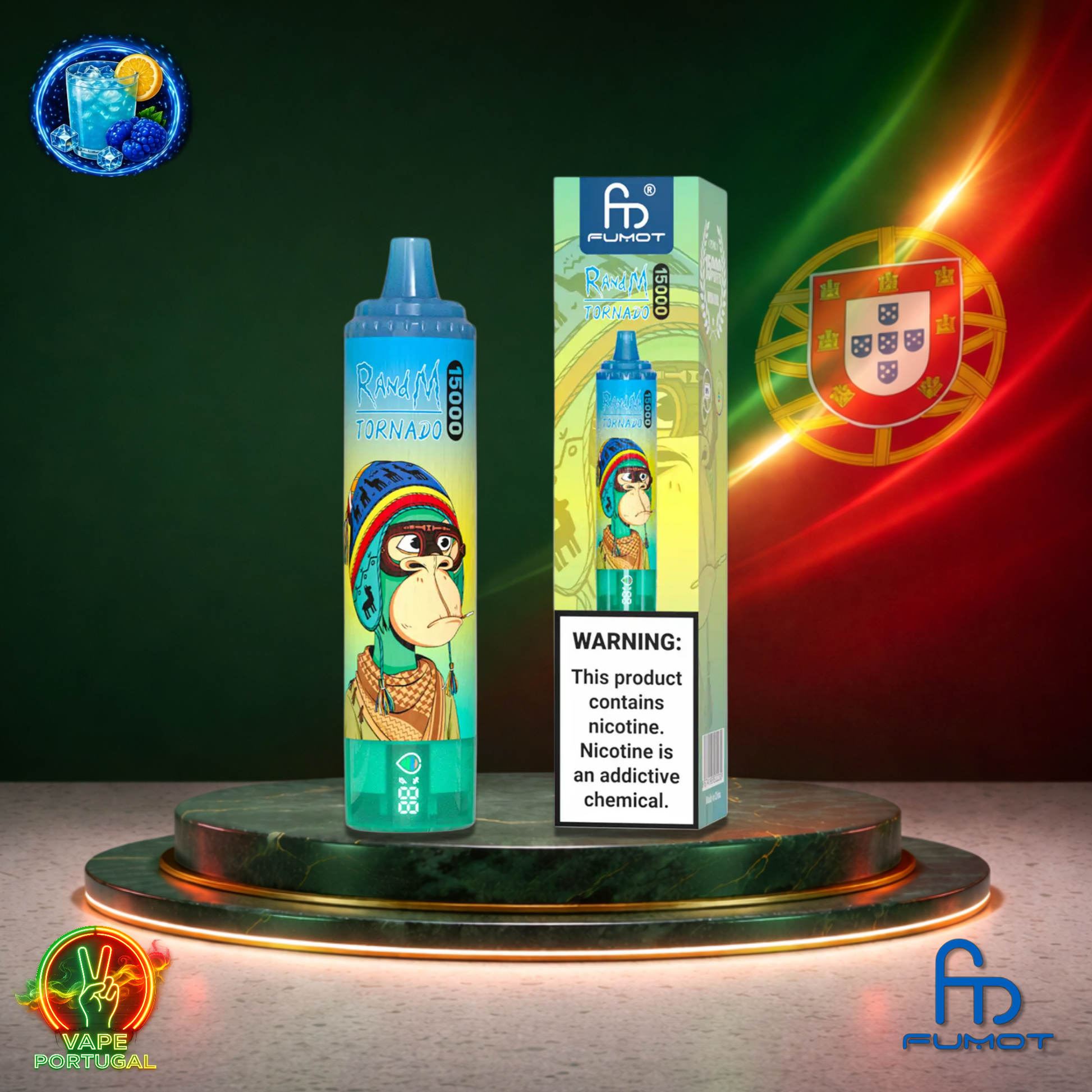 Vape descartável Fumot RandM Tornado 15K sabor Blue Razz Lemonade 15000 puffs 15K tragadas mais barato