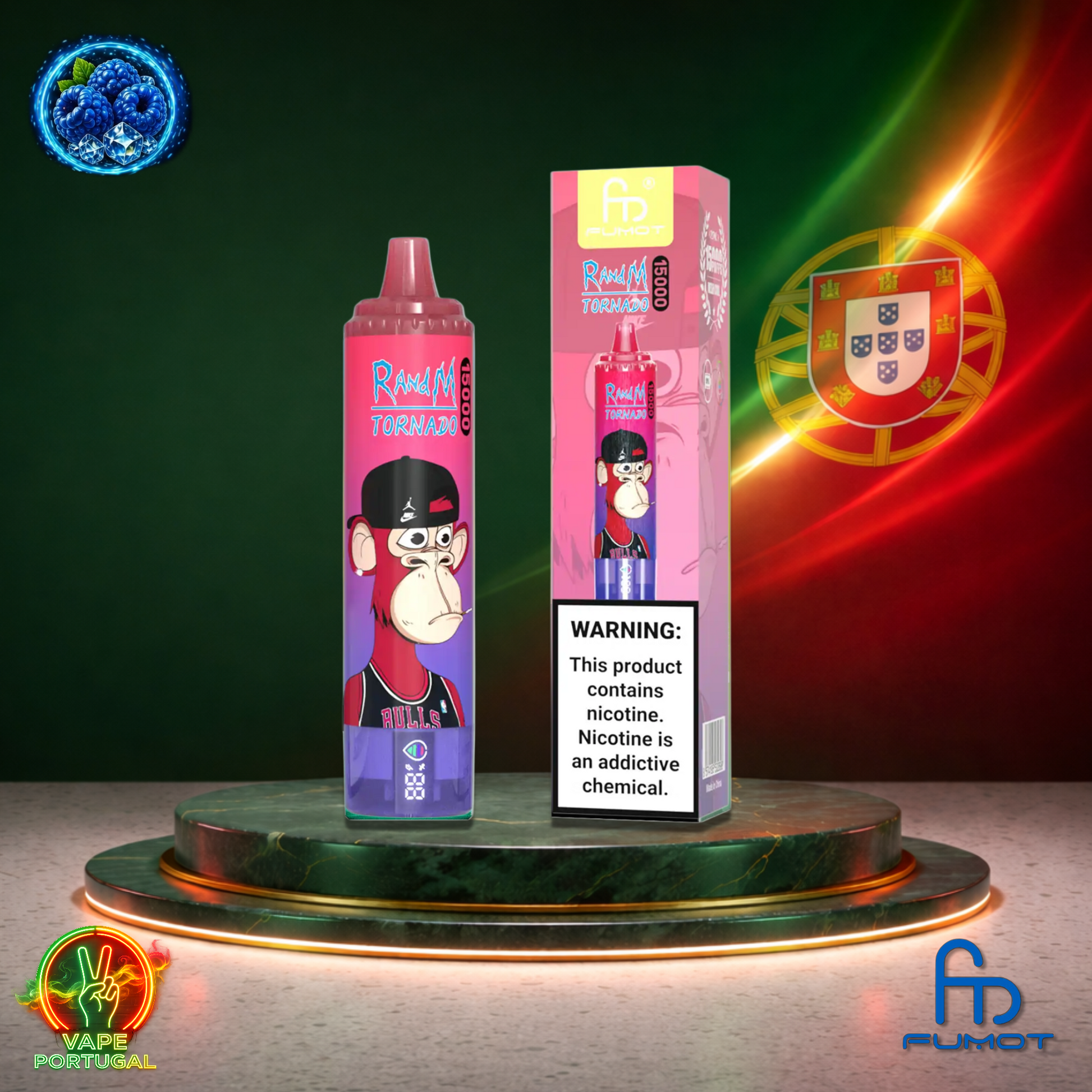 Vape descartável Fumot RandM Tornado 15K sabor Blue Sour Raspberry 15000 puffs 15K tragadas mais barato