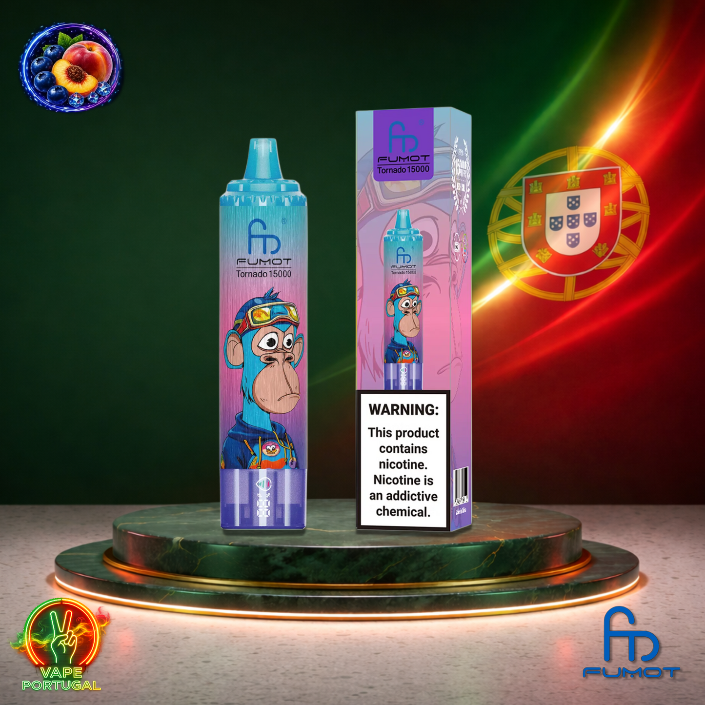 Vape descartável Fumot RandM Tornado 15K sabor Blueberry Peach Ice 15000 puffs 15K tragadas mais barato