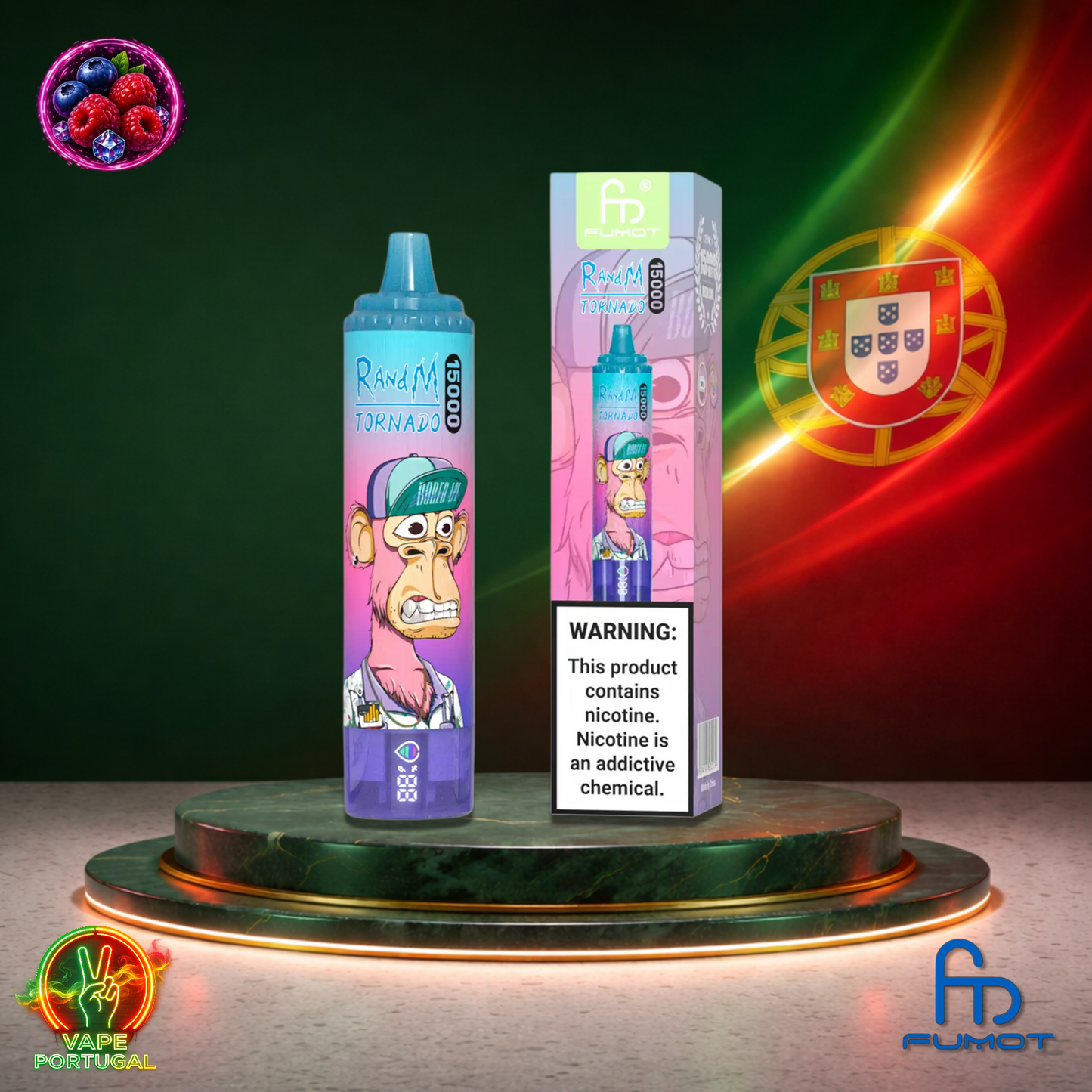 Vape descartável Fumot RandM Tornado 15K sabor Blueberry Raspberry 15000 puffs 15K tragadas mais barato