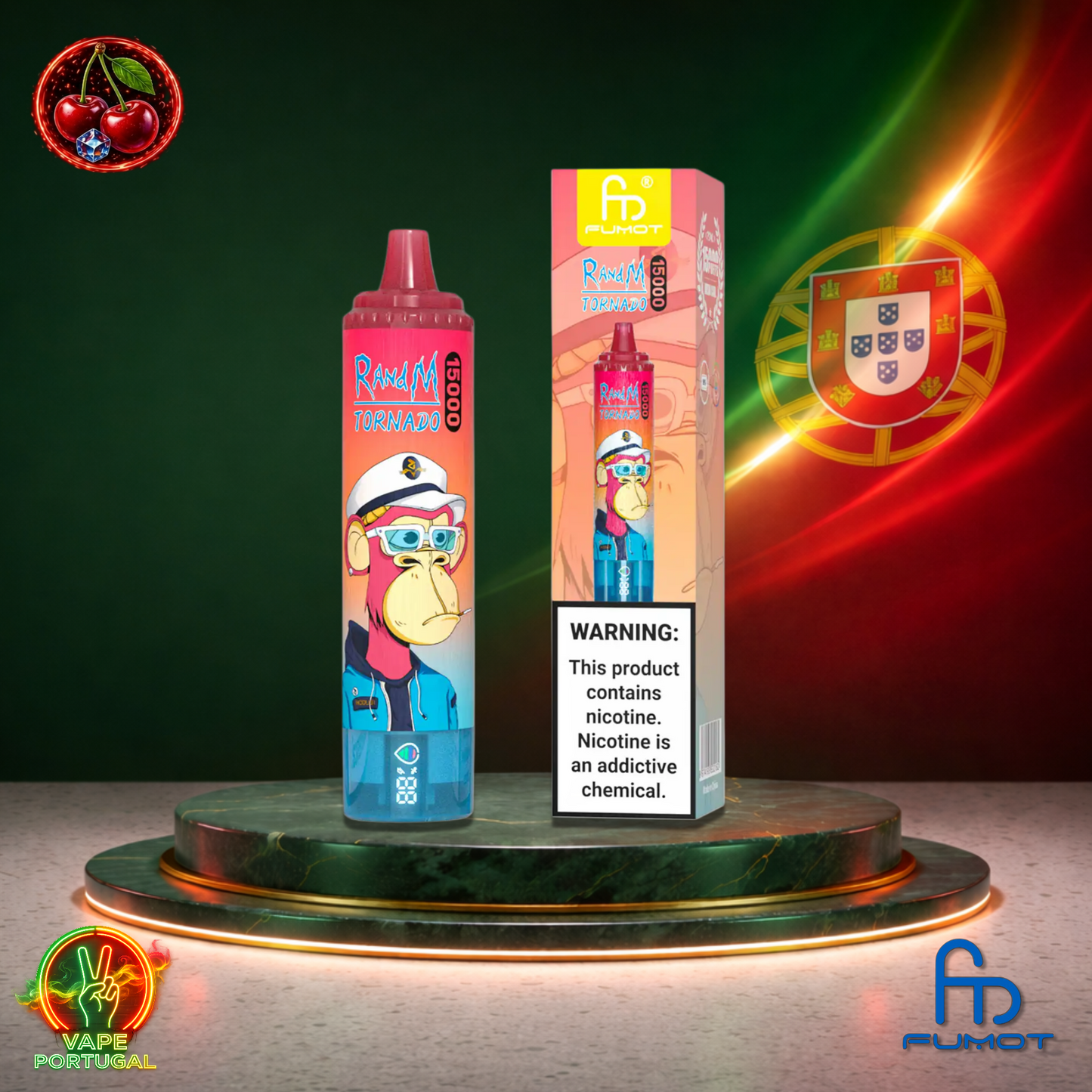 Vape descartável Fumot RandM Tornado 15K sabor Cherry 15000 puffs 15K tragadas mais barato