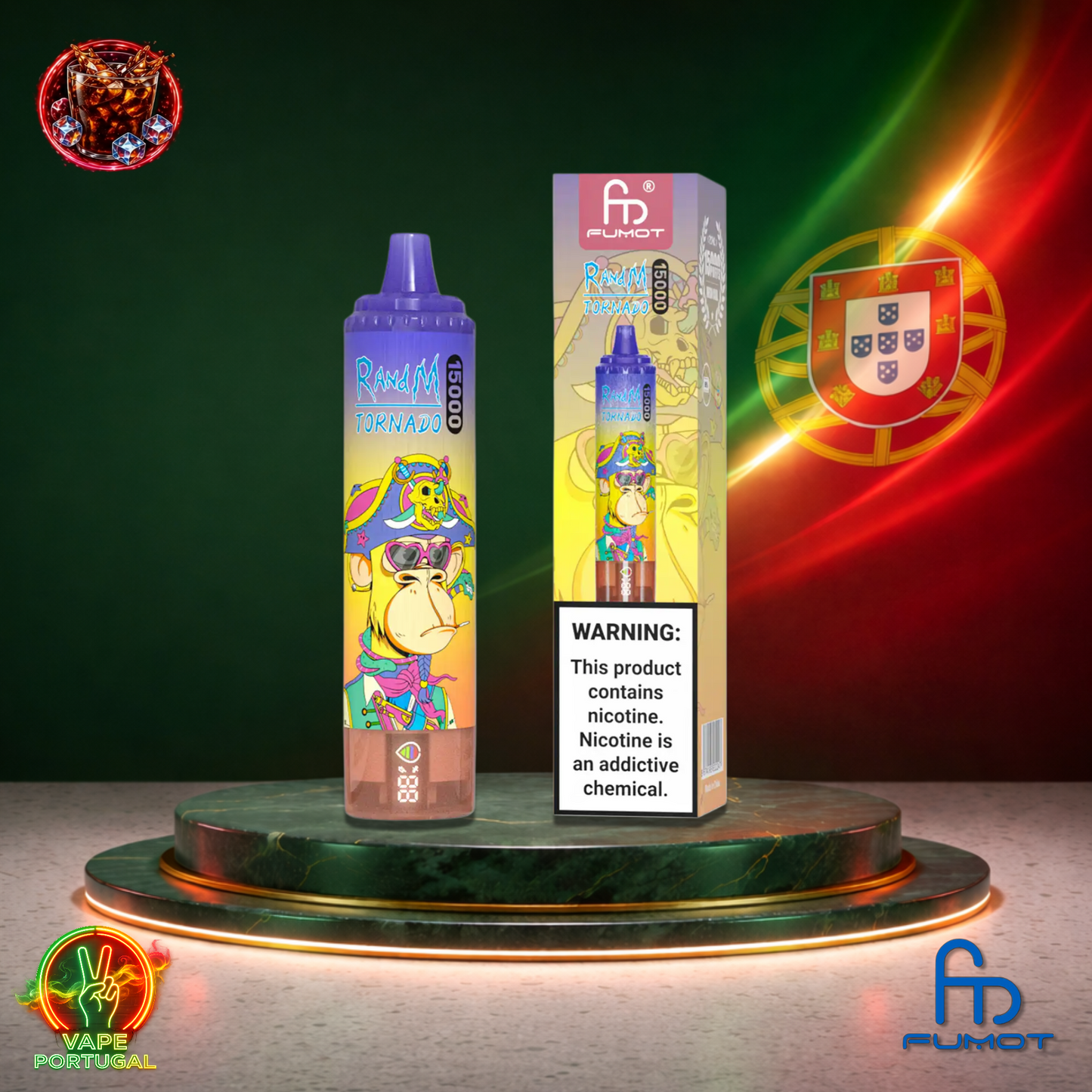 Vape descartável Fumot RandM Tornado 15K sabor Cola Ice 15000 puffs 15K tragadas mais barato