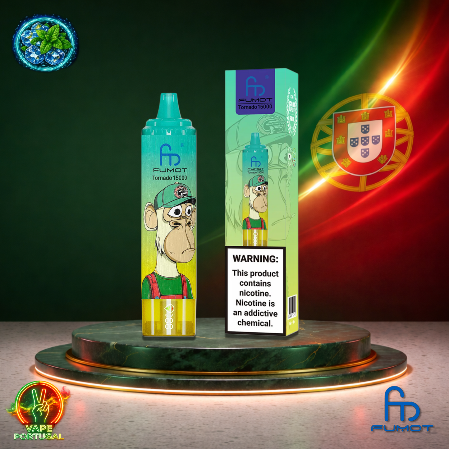 Vape descartável Fumot RandM Tornado 15K sabor Cool Mint 15000 puffs 15K tragadas mais barato