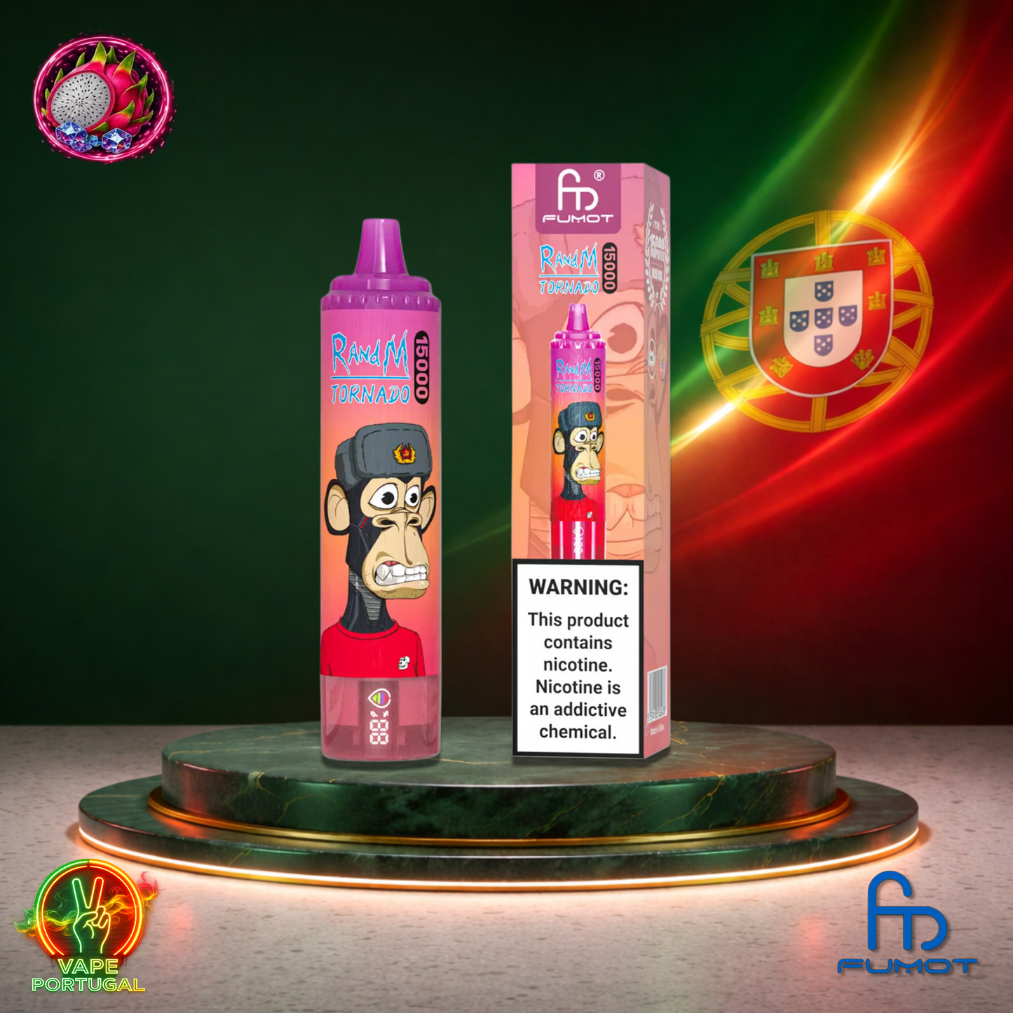 Vape descartável Fumot RandM Tornado 15K sabor Dragon Fruit 15000 puffs 15K tragadas mais barato