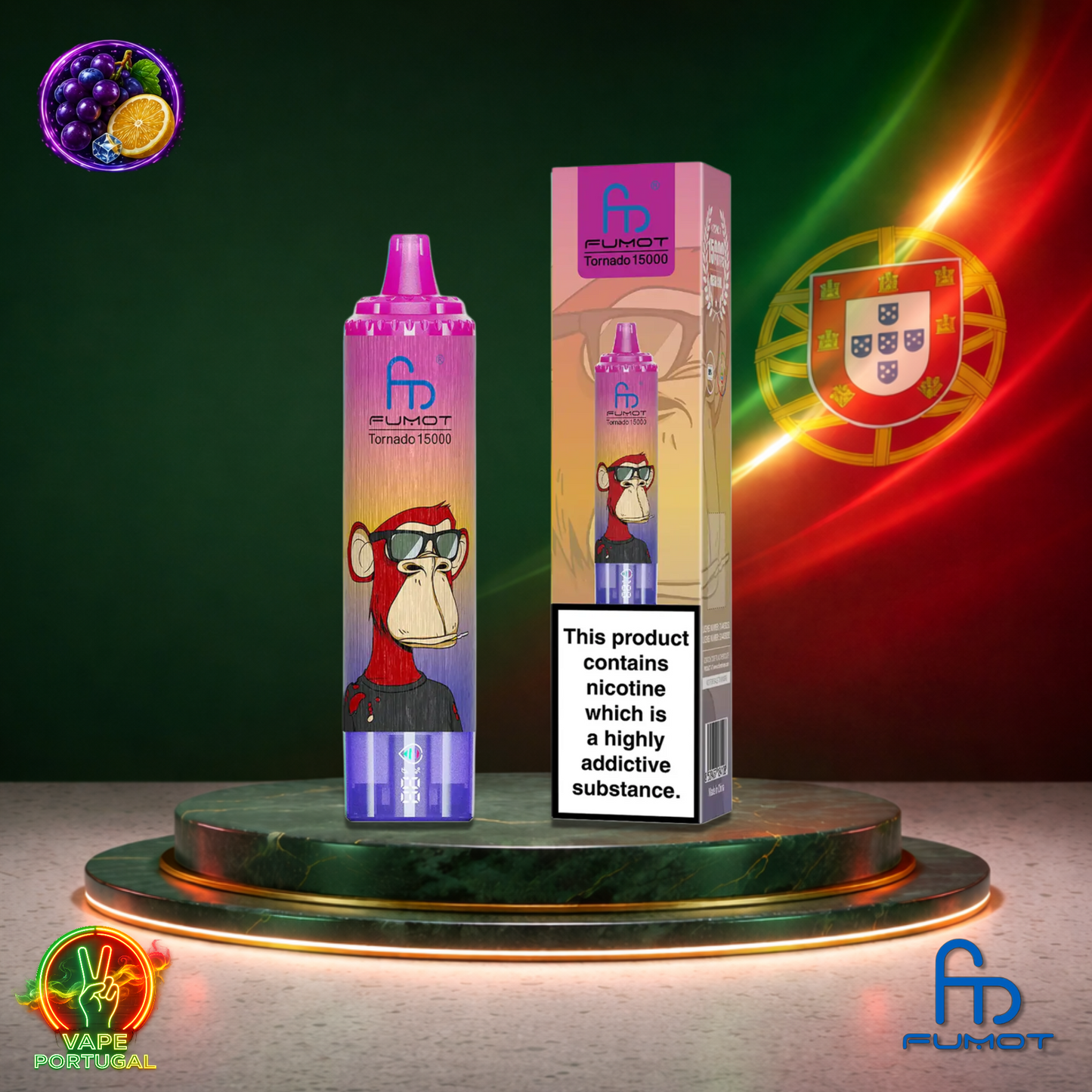 Vape descartável Fumot RandM Tornado 15K sabor Grape Lemon 15000 puffs 15K tragadas mais barato