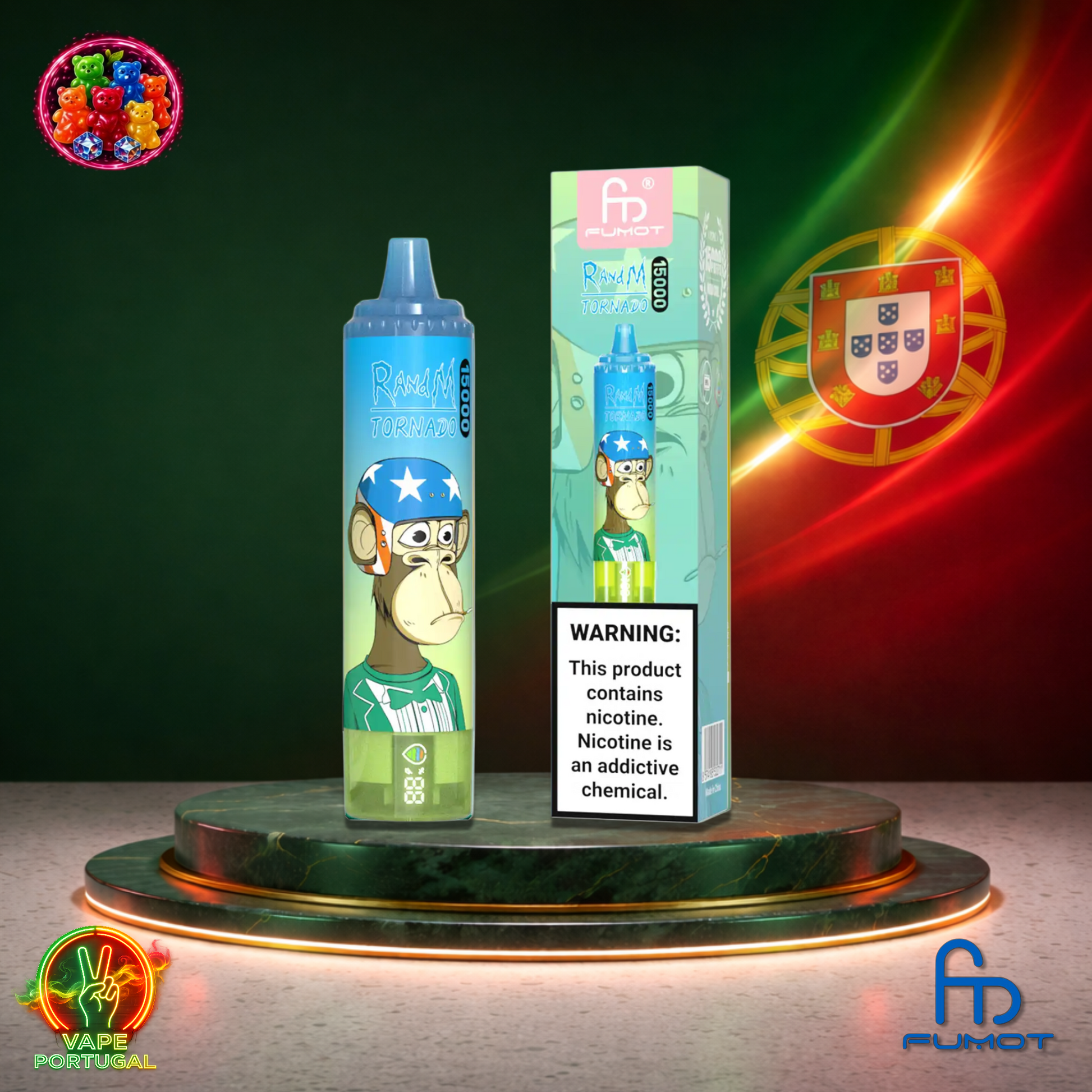 Vape descartável Fumot RandM Tornado 15K sabor Gummy Bear 15000 puffs 15K tragadas mais barato