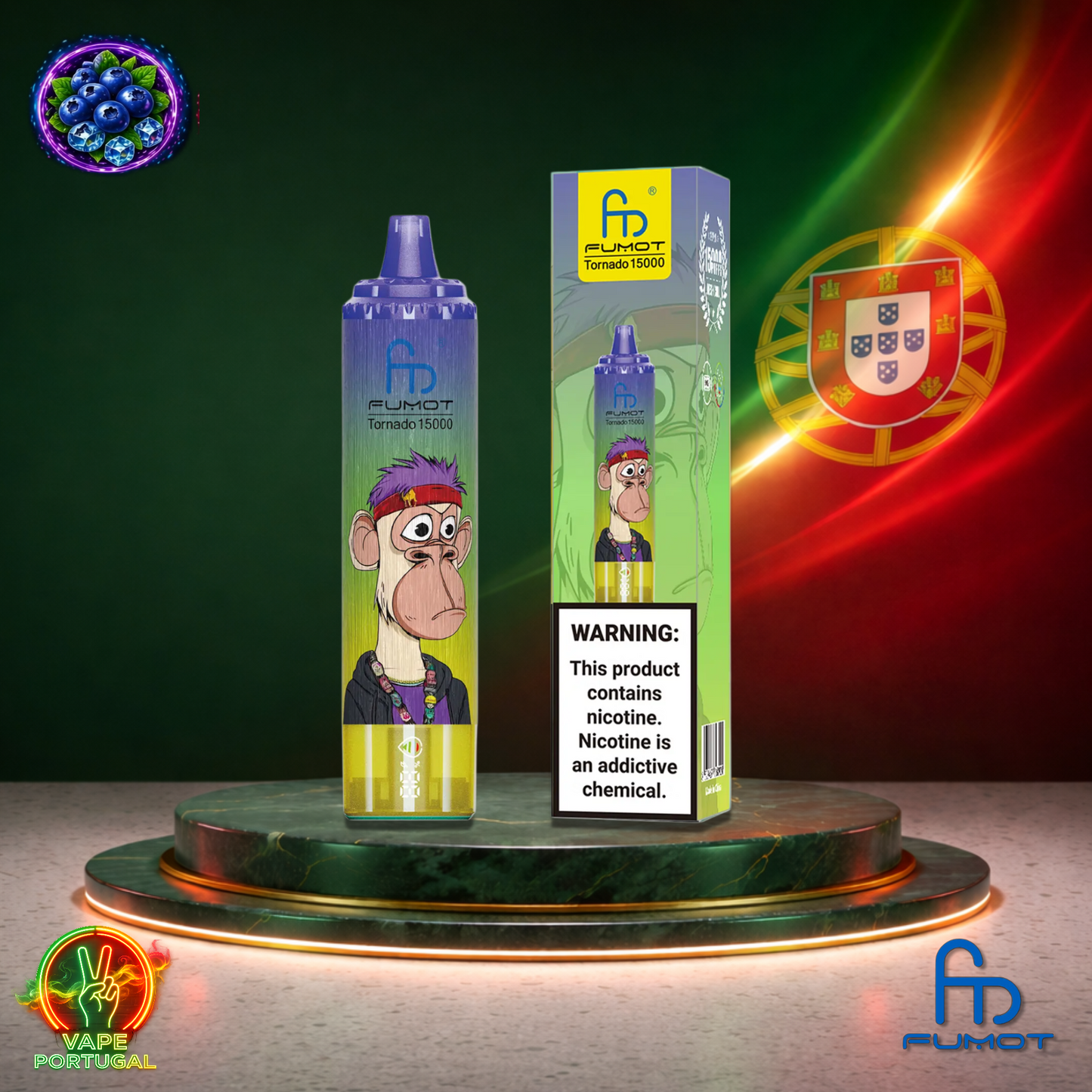 Vape descartável Fumot RandM Tornado 15K sabor Huckleberry 15000 puffs 15K tragadas mais barato