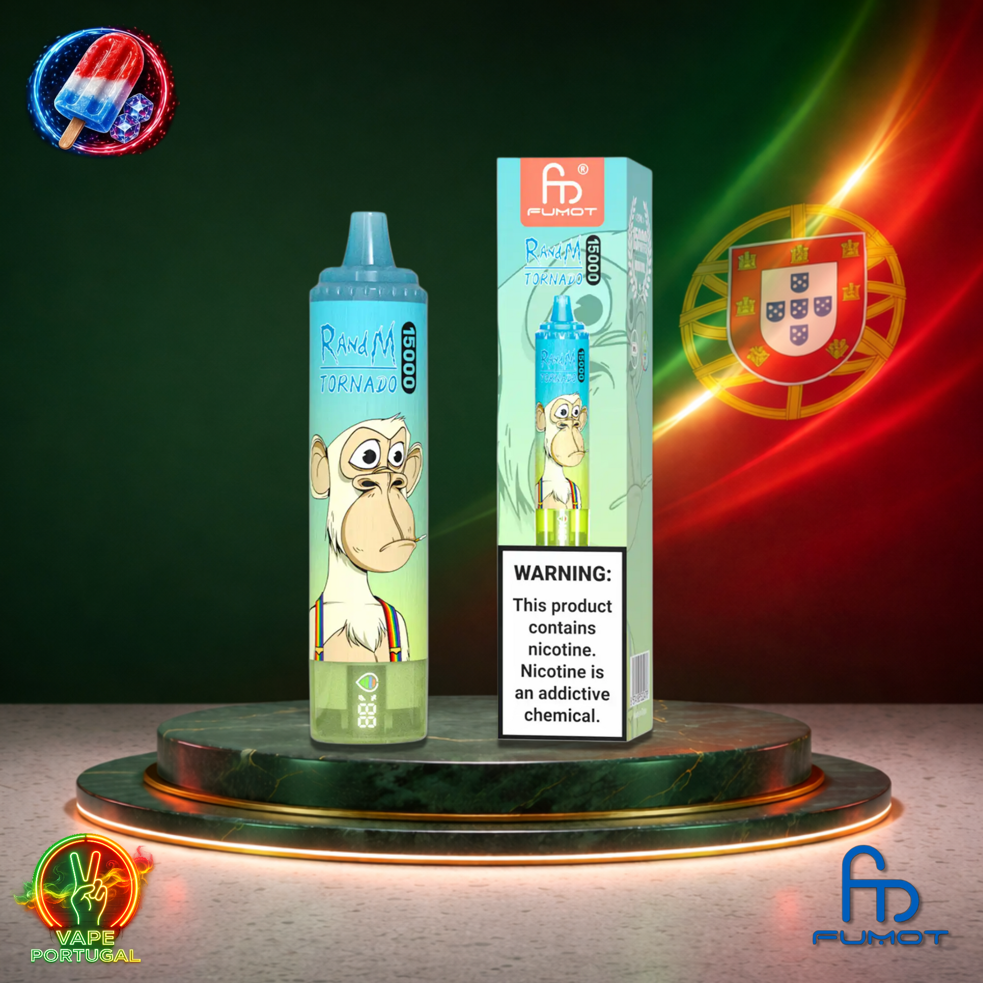 Vape descartável Fumot RandM Tornado 15K sabor Ice Pop 15000 puffs 15K tragadas mais barato