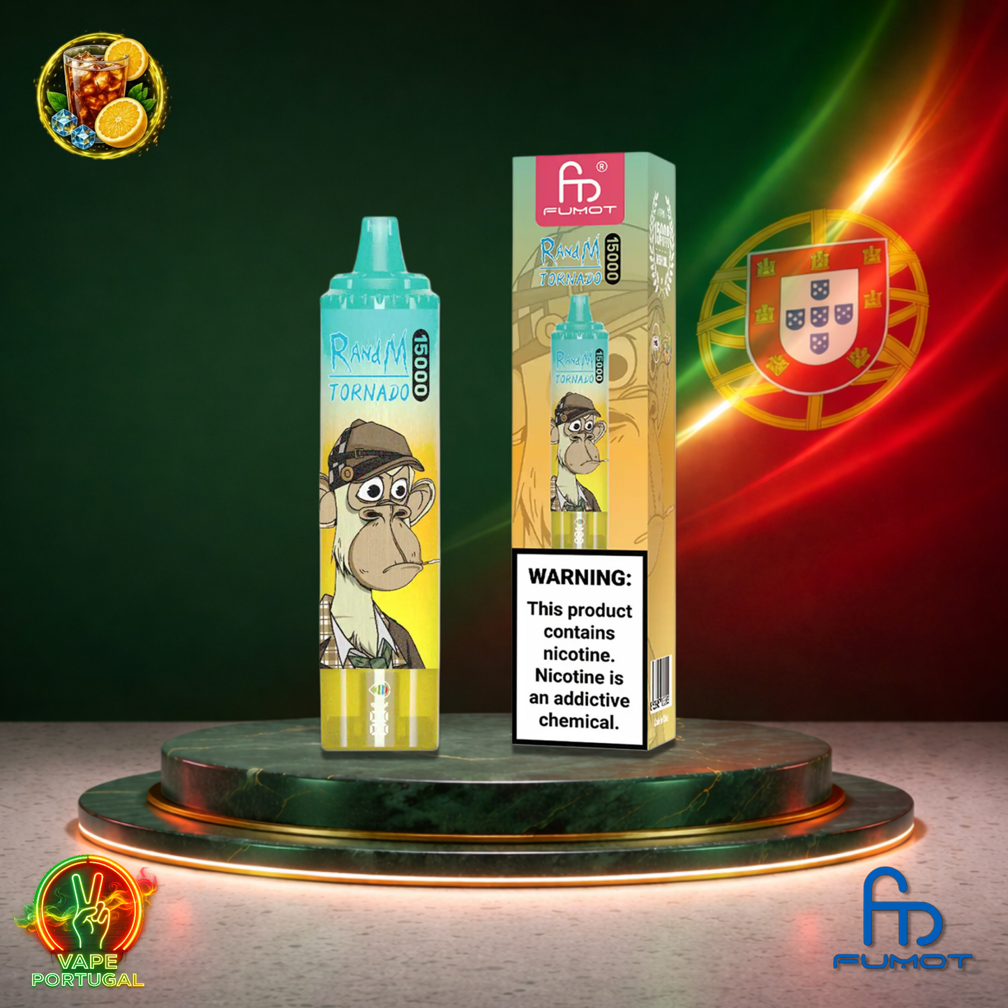Vape descartável Fumot RandM Tornado 15K sabor Ice Tea Lemon 15000 puffs 15K tragadas mais barato