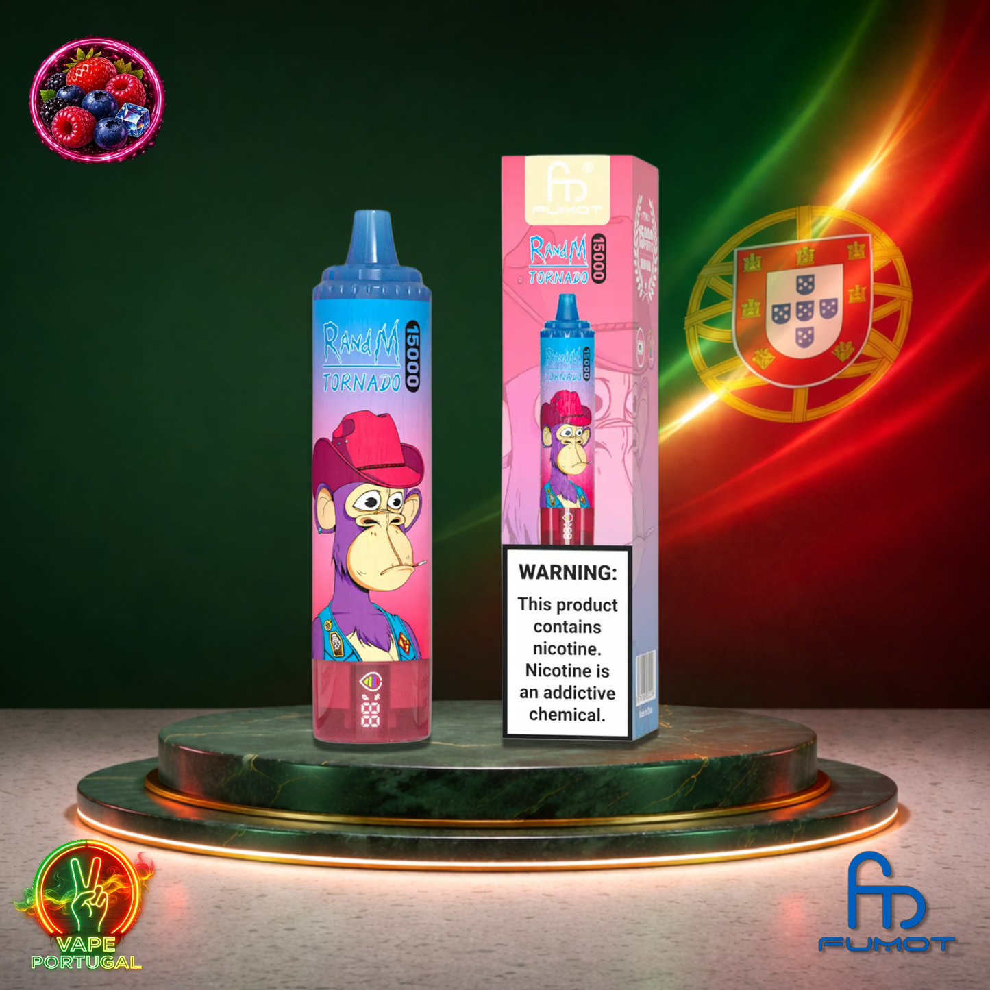 Vape descartável Fumot RandM Tornado 15K sabor Mixed Berries 15000 puffs 15K tragadas mais barato