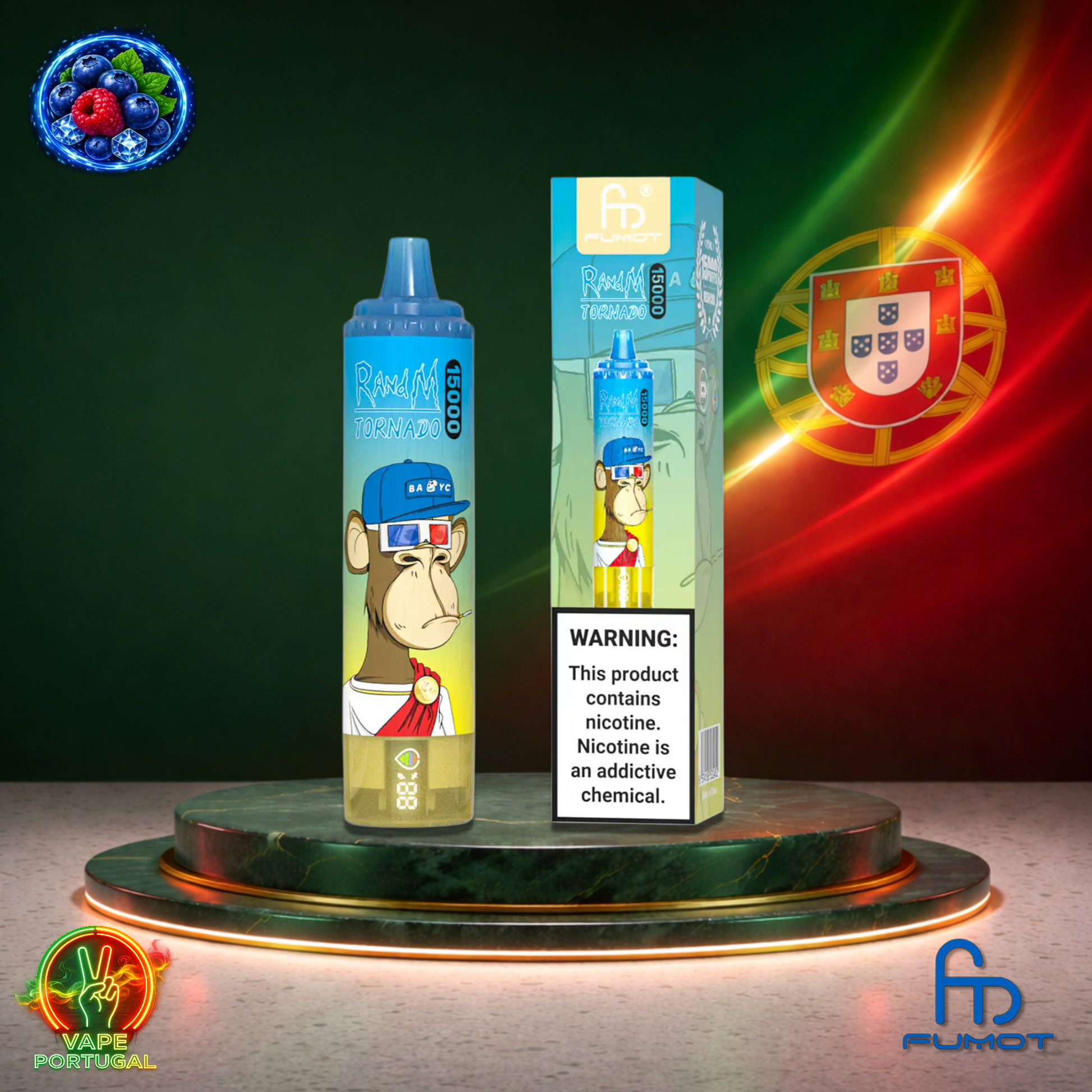 Vape descartável Fumot RandM Tornado 15K sabor Mr Blue 15000 puffs 15K tragadas mais barato