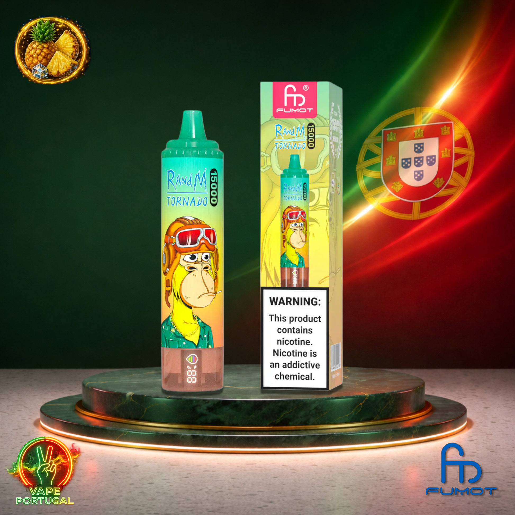 Vape descartável Fumot RandM Tornado 15K sabor Pineapple Ice 15000 puffs 15K tragadas mais barato