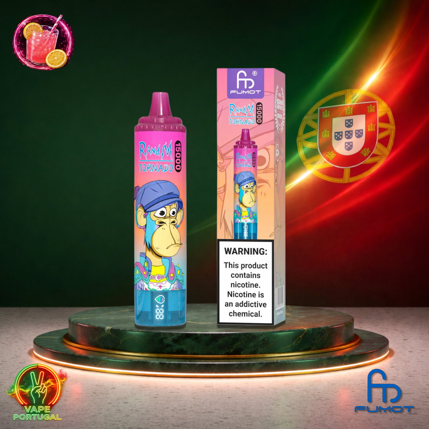 Vape descartável Fumot RandM Tornado 15K sabor Pina Colada 15000 puffs 15K tragadas mais barato
