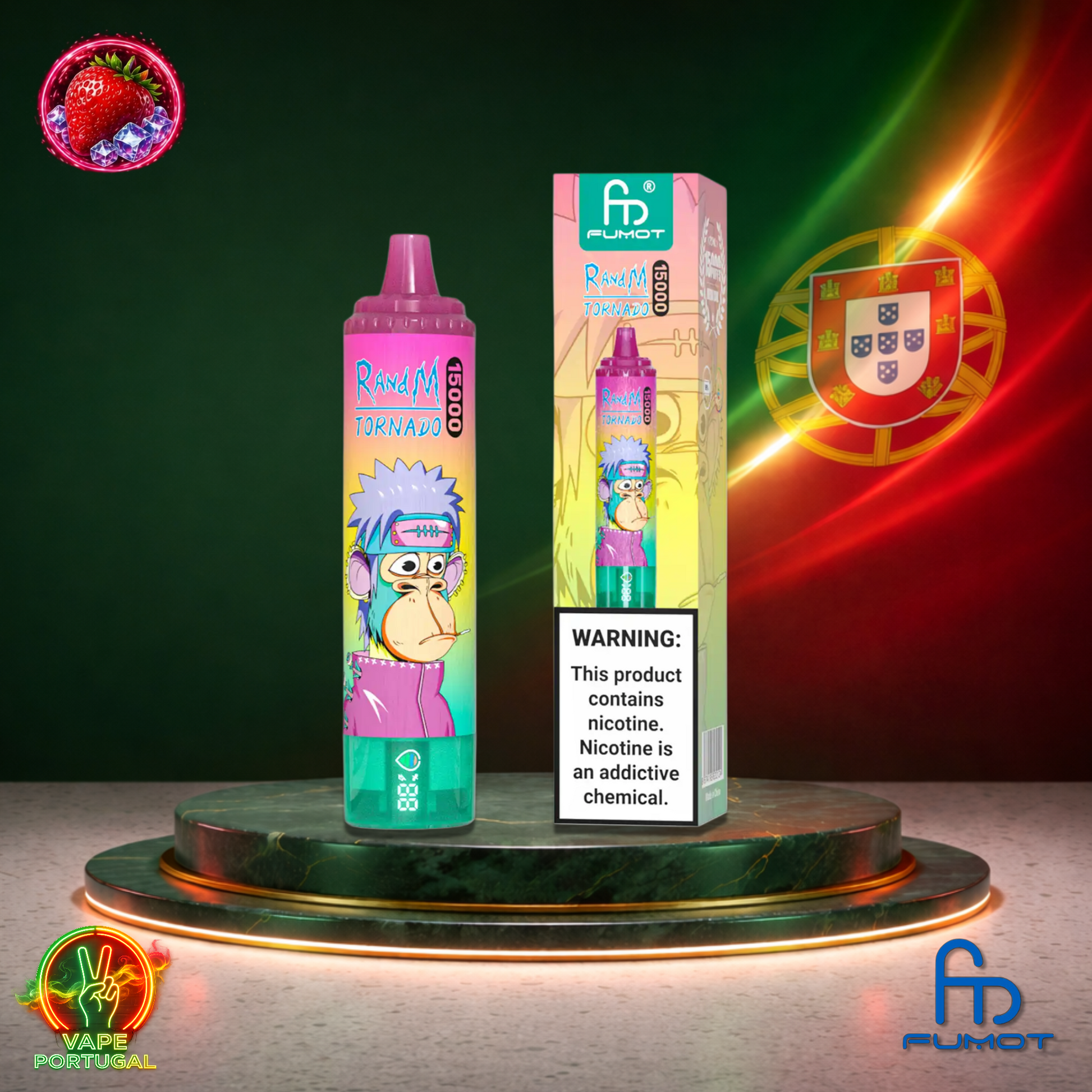 Vape descartável Fumot RandM Tornado 15K sabor Strawberry Ice 15000 puffs 15K tragadas mais barato