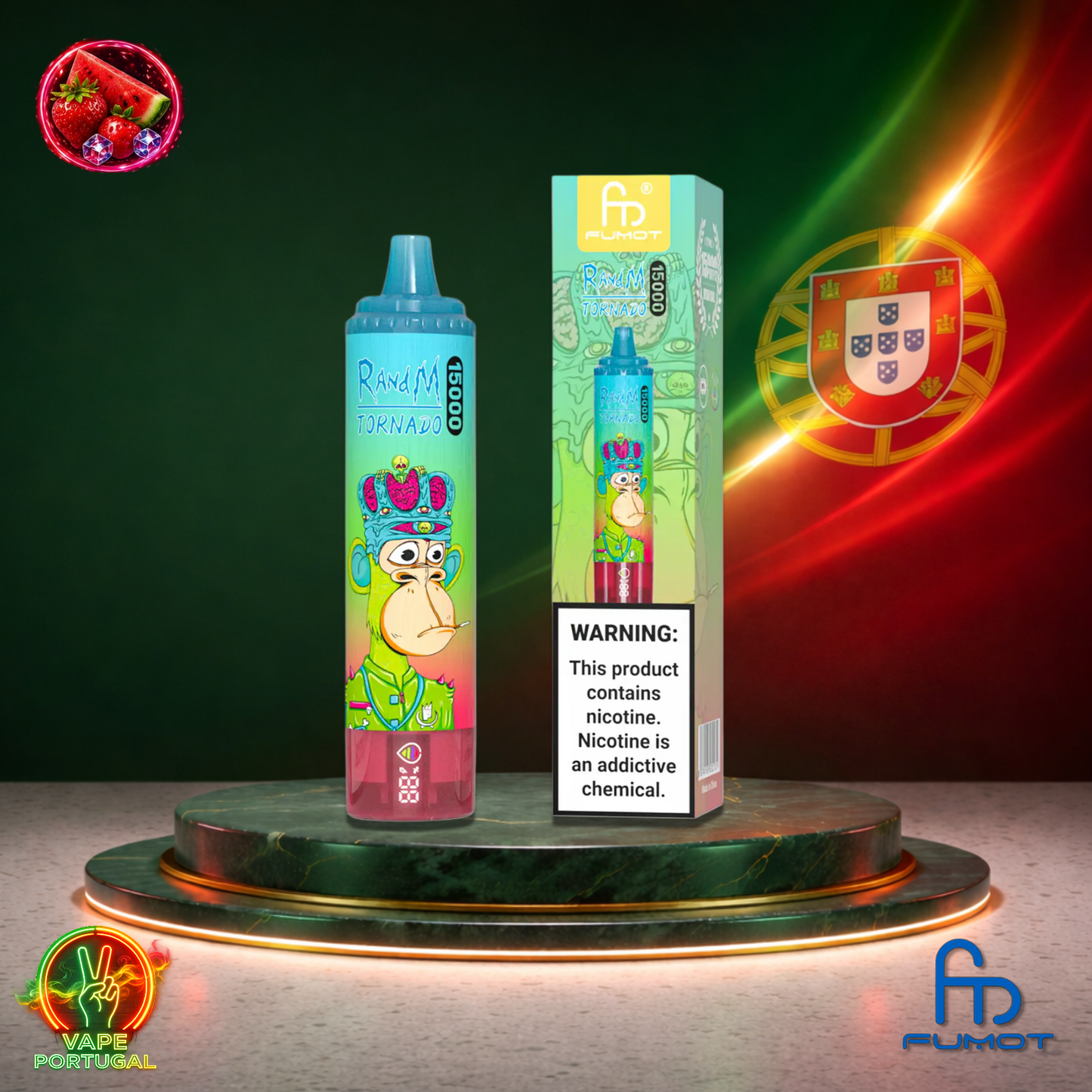 Vape descartável Fumot RandM Tornado 15K sabor Strawberry Watermelon 15000 puffs 15K tragadas mais barato