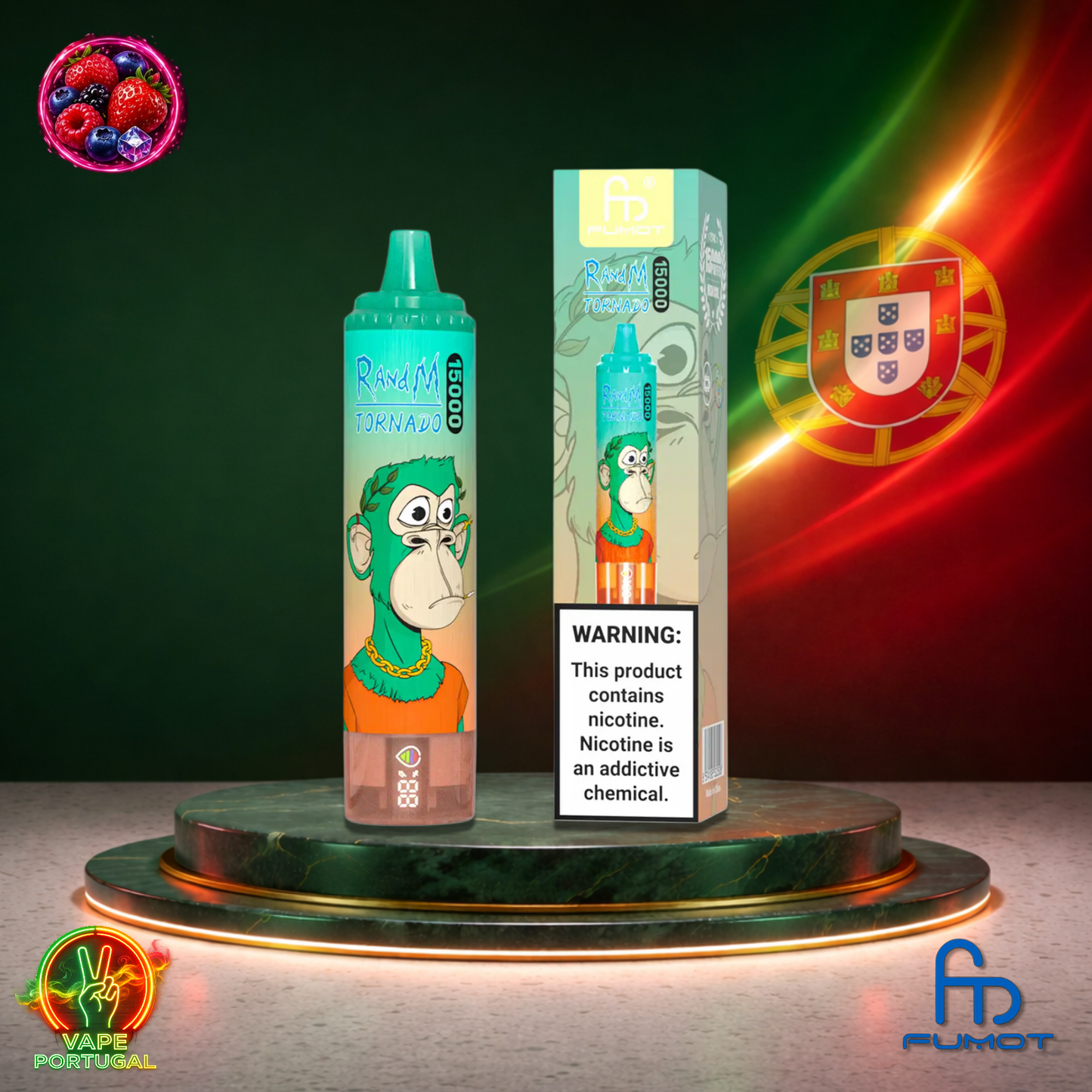 Vape descartável Fumot RandM Tornado 15K sabor Triple Berry 15000 puffs 15K tragadas mais barato