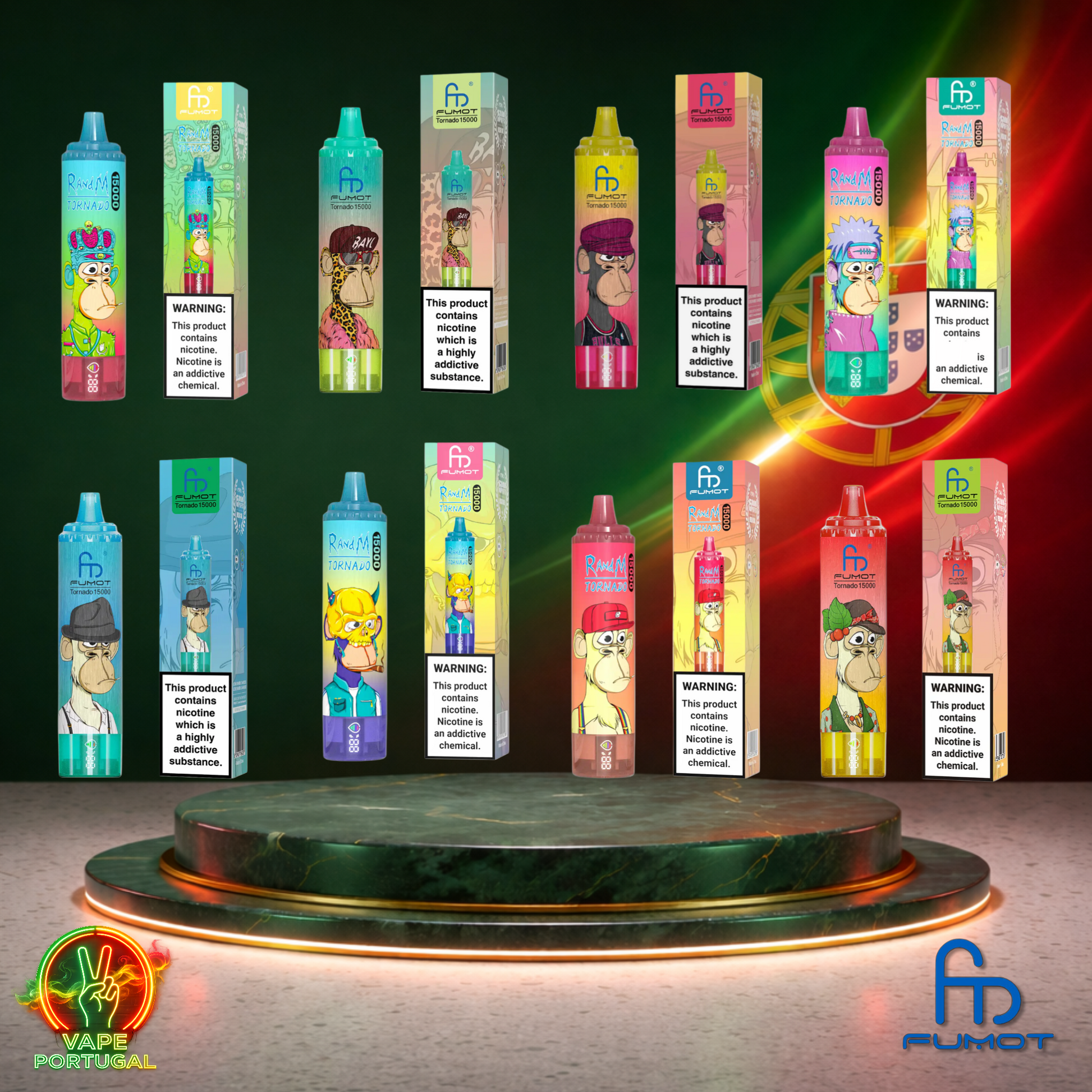 Vape descartável Fumot RandM Tornado 15K Vários Sabores 15000 puffs 15K tragadas mais barato Coleção completa